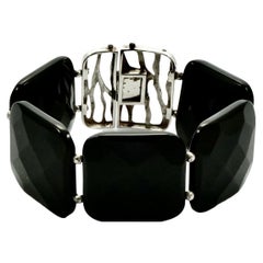 Chateau d'Argent Sterling Silver and Black Onyx Statement Bracelet