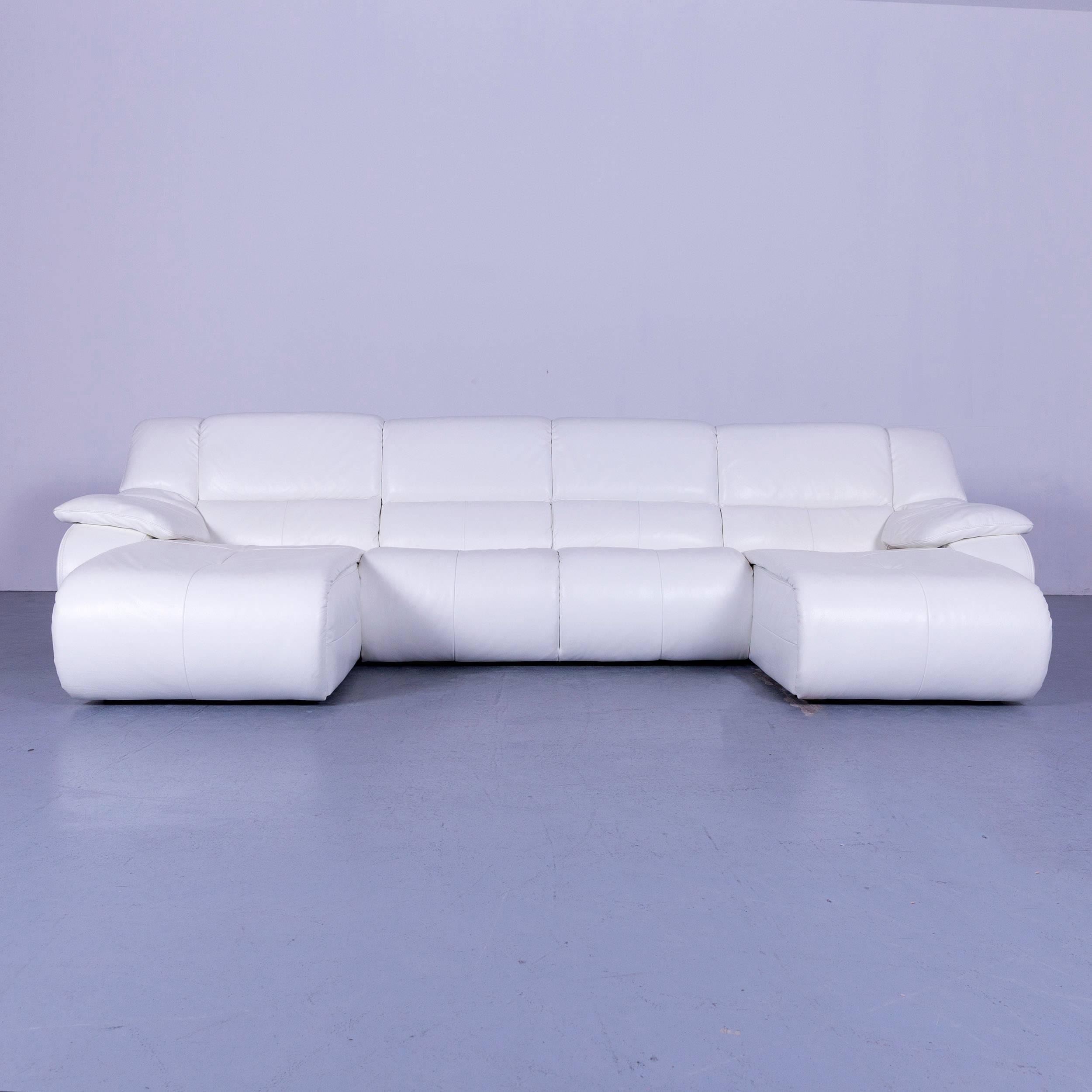 Chateau d`Ax Bamboo Leather Corner-Sofa White Electric Recliner 4