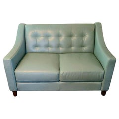Chateau Dax d'ax Tufted Leather Loveseat Settee Sofa at 1stDibs