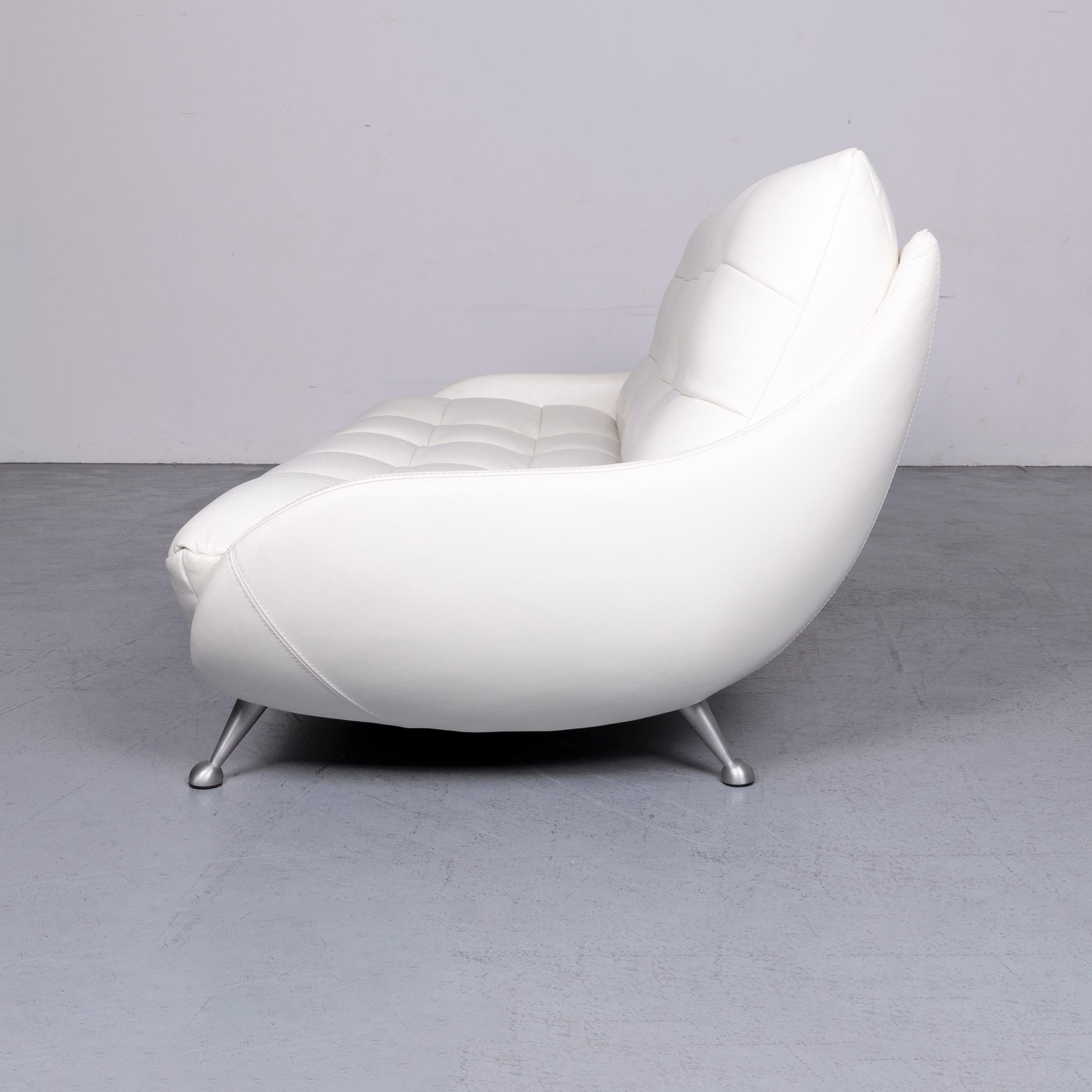 Chateau d`Ax Designer Leather Sofa Armchair Set White Two-Seat Couch 2