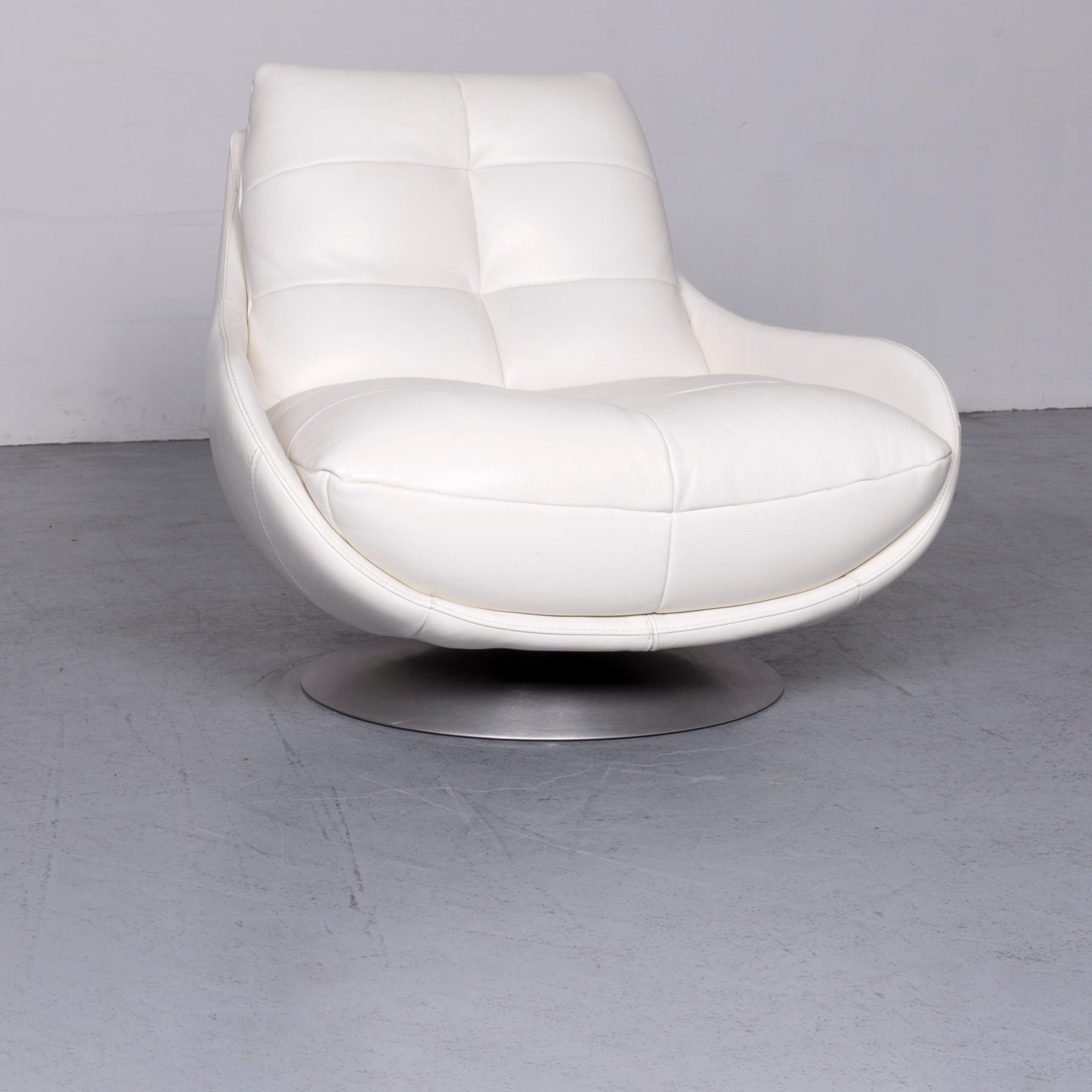 Chateau d`Ax Designer Leather Sofa Armchair Set White Two-Seat Couch 3