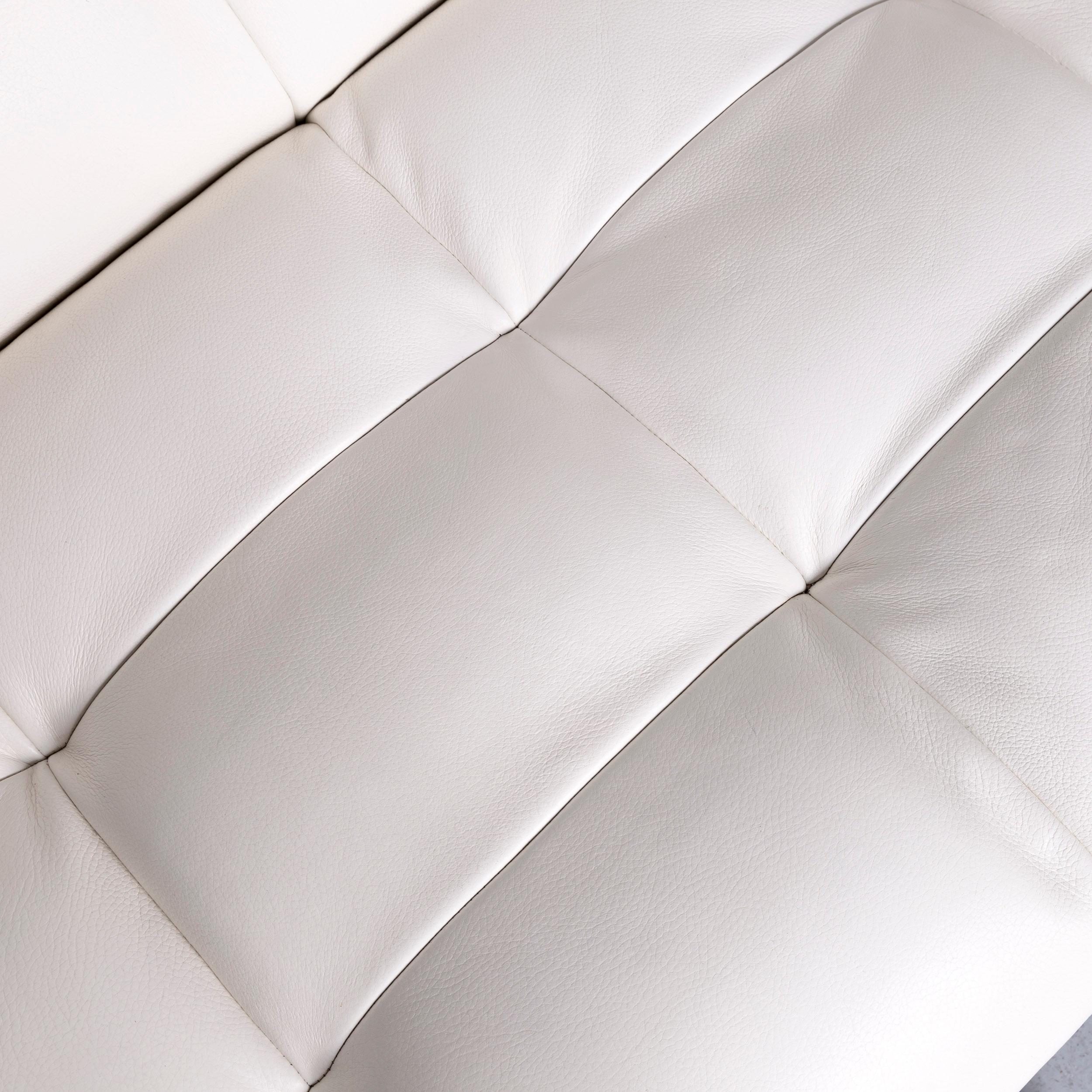 Italian Chateau d`Ax Designer Leather Sofa Armchair Set White Two-Seat Couch