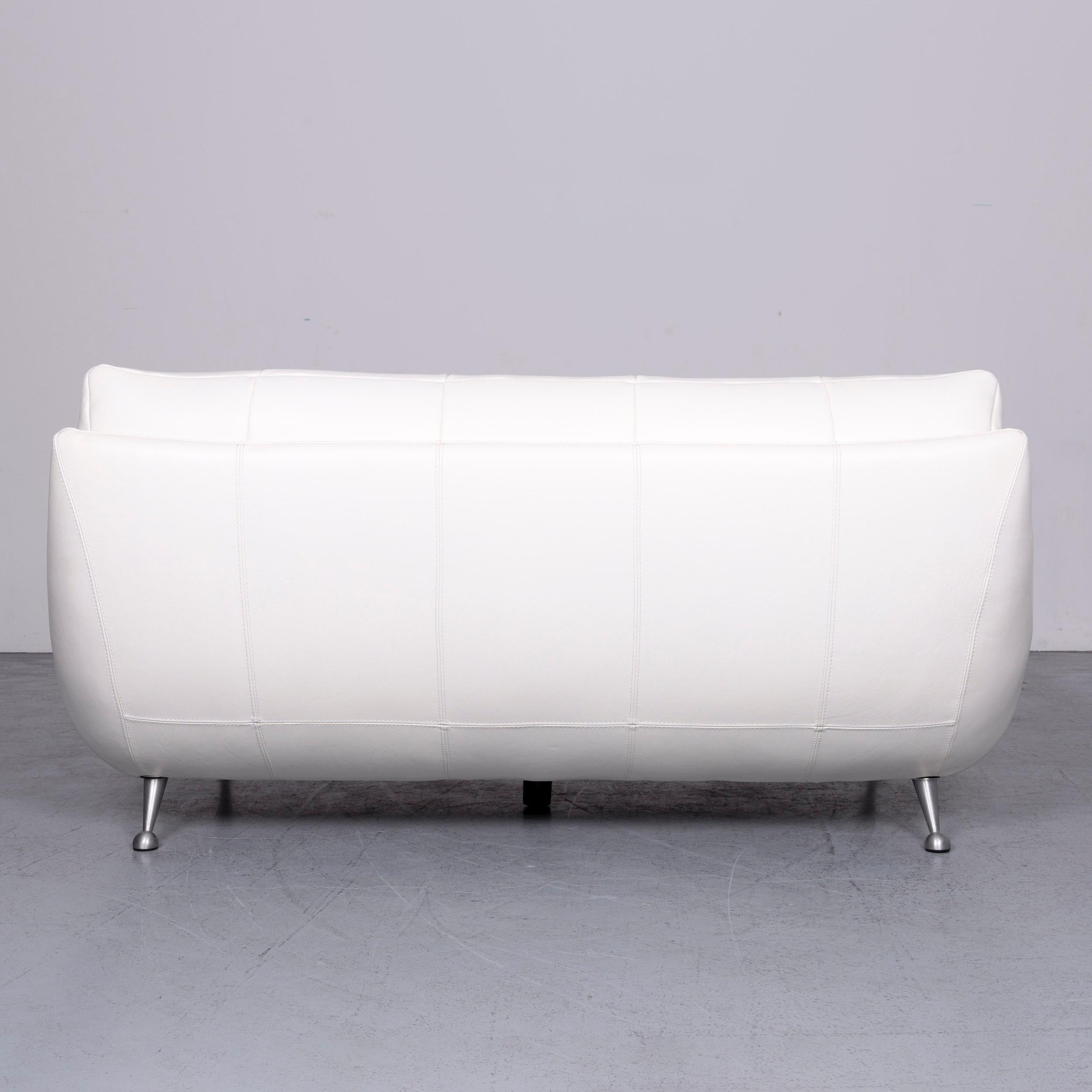 Chateau d`Ax Designer Leather Sofa Armchair Set White Two-Seat Couch 1