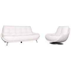 Chateau d`Ax Designer Leather Sofa Armchair Set White Two-Seat Couch at  1stDibs | couch and armchair set