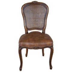 Chateau D'AX French Louis XV Caned Leather Nailhead Side Dining Chair Italian