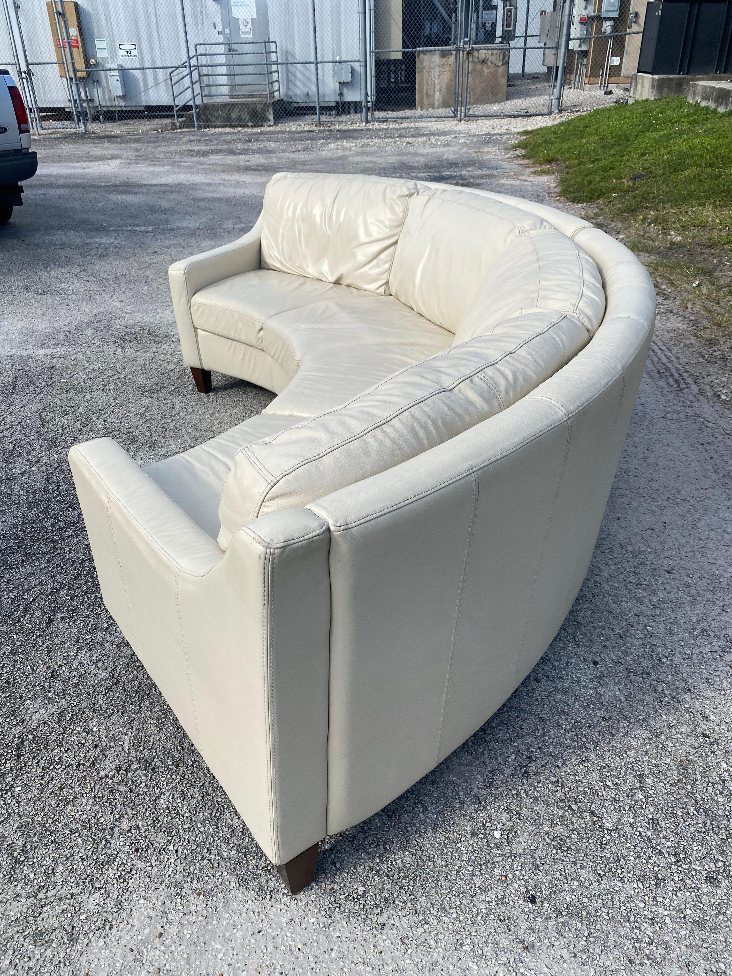 Chateau D'ax Semi Circular Curved Italian Leather Sectional 2