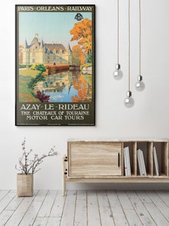 Chateau D'Azay le Rideau c1925 French Travel Advertising Poster, Contant Duval