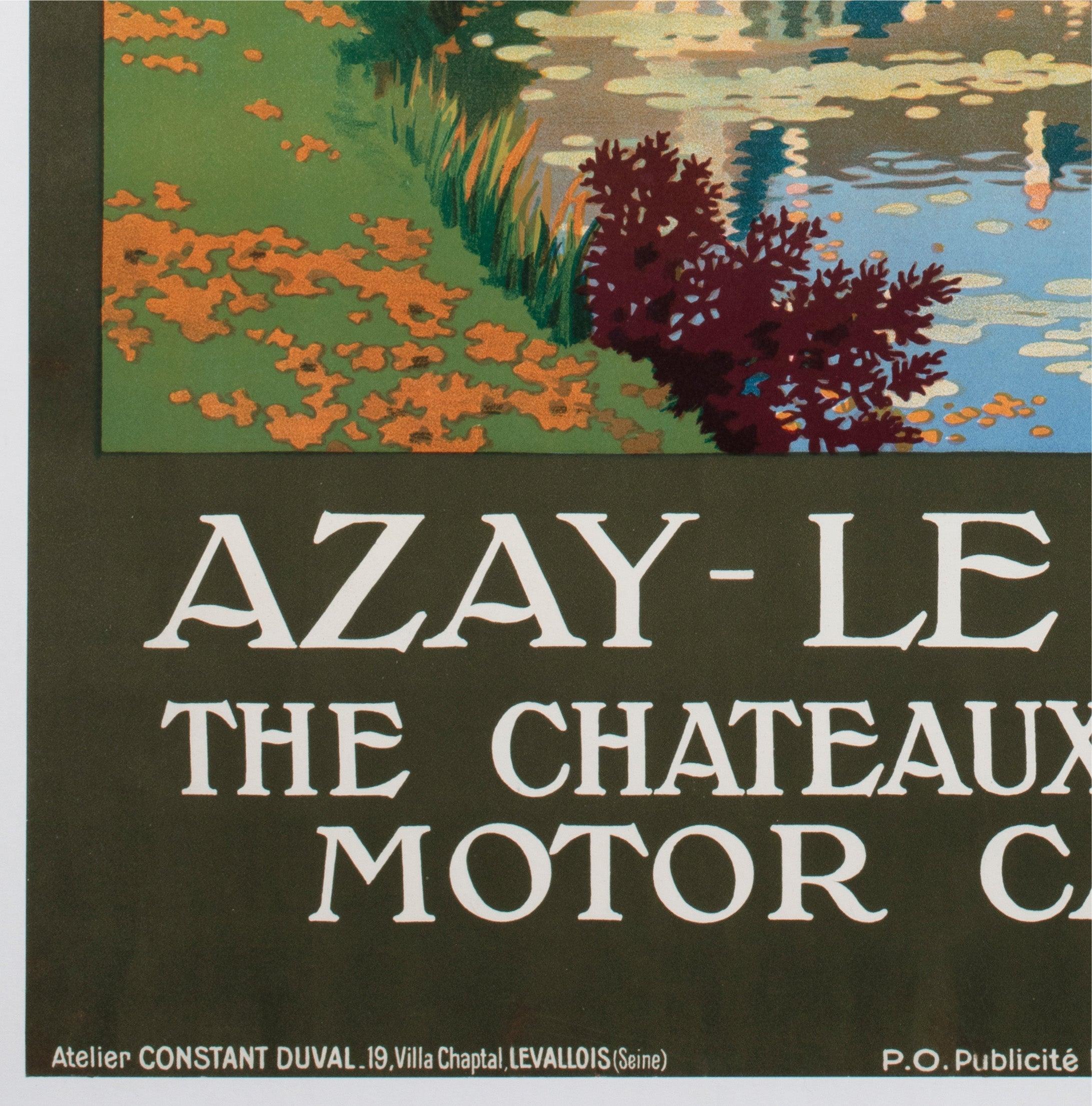 Château d'Azay le Rideau c1925 Affiche publicitaire française, Contant Duval en vente 1