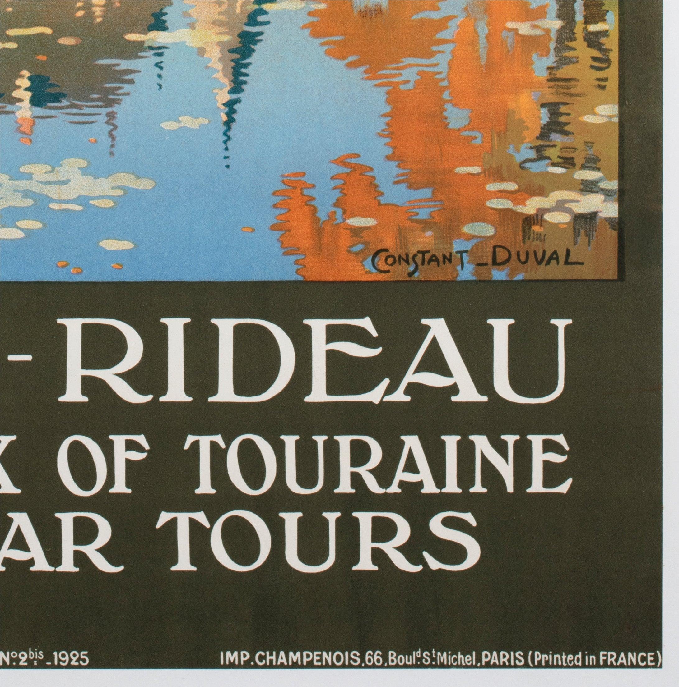 Château d'Azay le Rideau c1925 Affiche publicitaire française, Contant Duval en vente 2