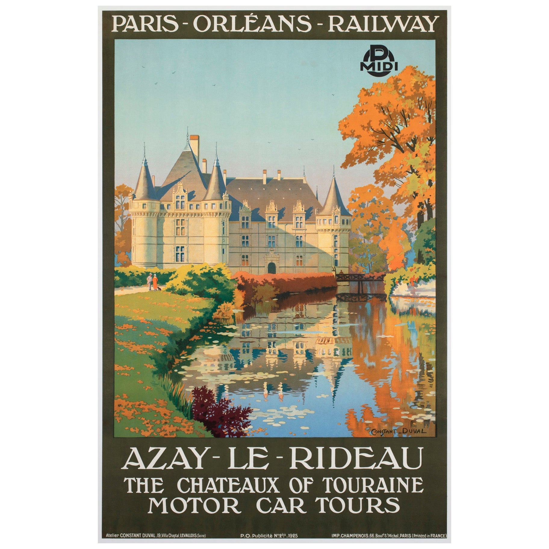 Chateau D'Azay le Rideau c1925 Französisch Reise Werbung Poster, Contant Duval