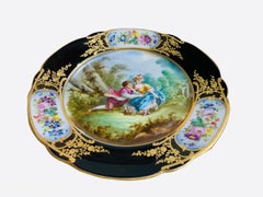 Assiette d'armoire de style Sèvres peinte à la main, château de Tuileries