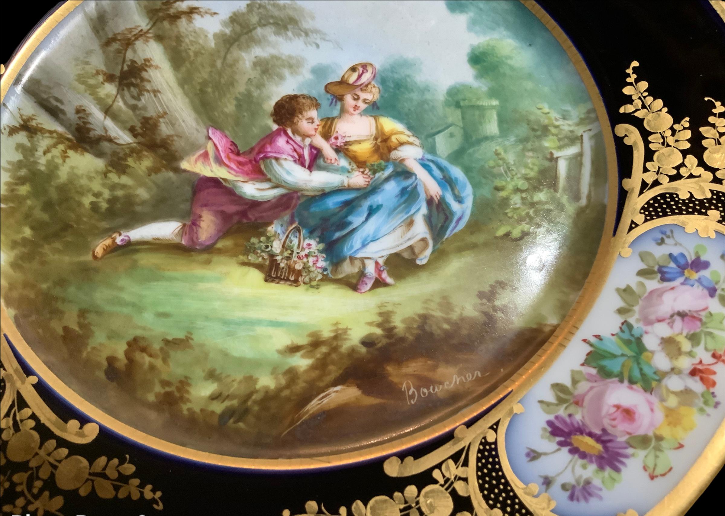 Hand-Painted Chateau de Tuileries Sevres Style Hand Painted Cabinet Plate For Sale