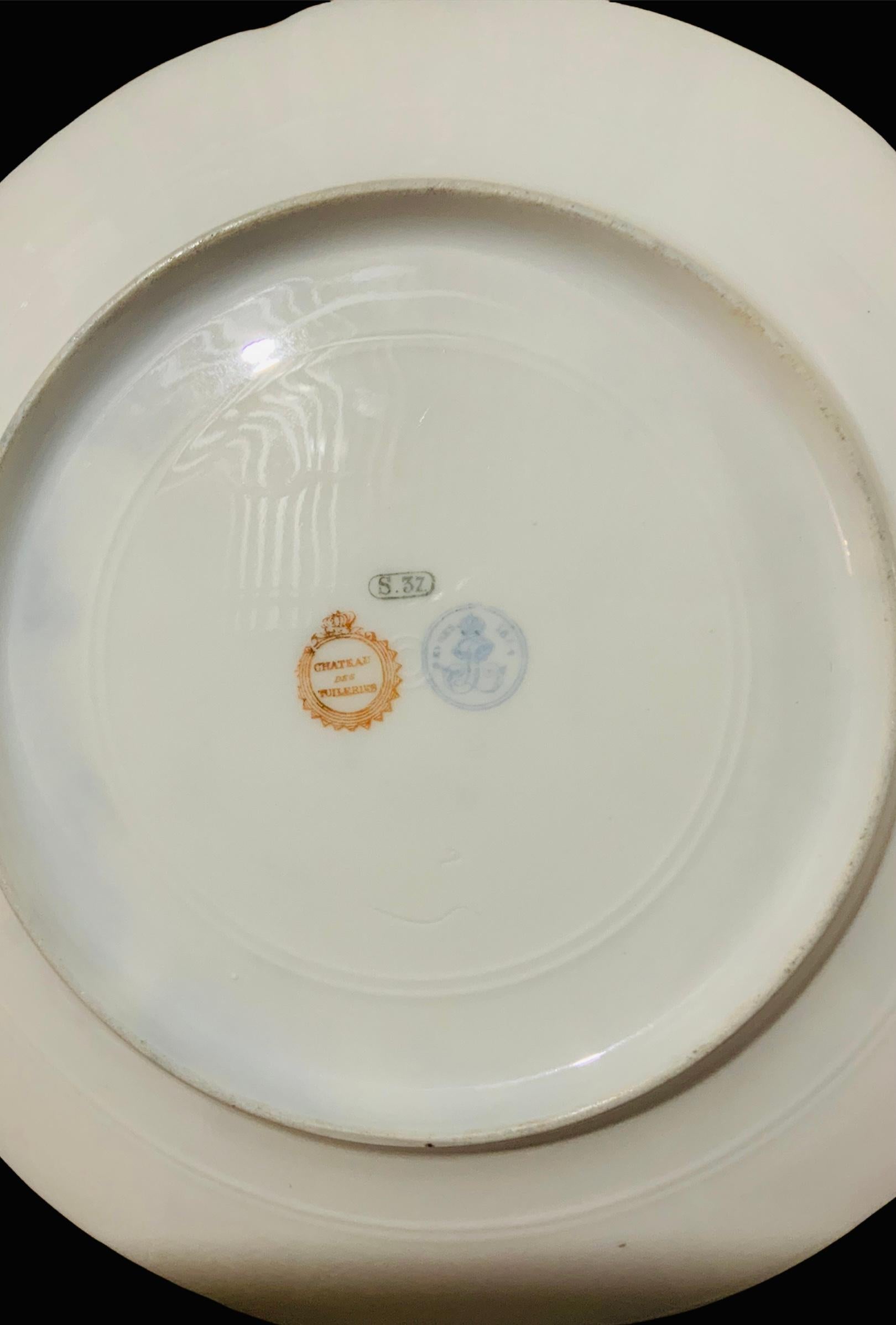 French Chateau de Tuileries Sevres Style Hand Painted Cabinet Plate For Sale