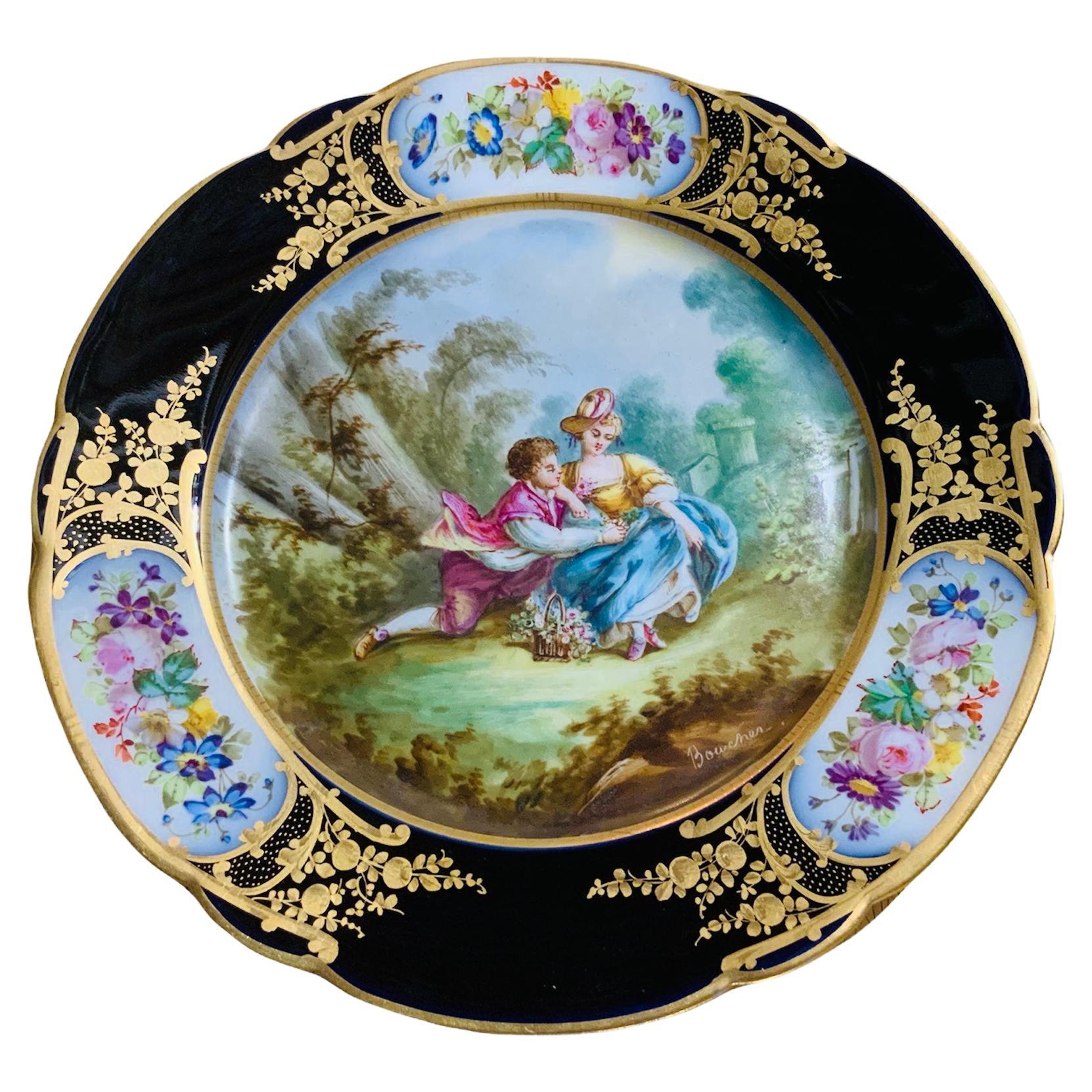 Chateau de Tuileries Sevres Style Hand Painted Cabinet Plate For Sale