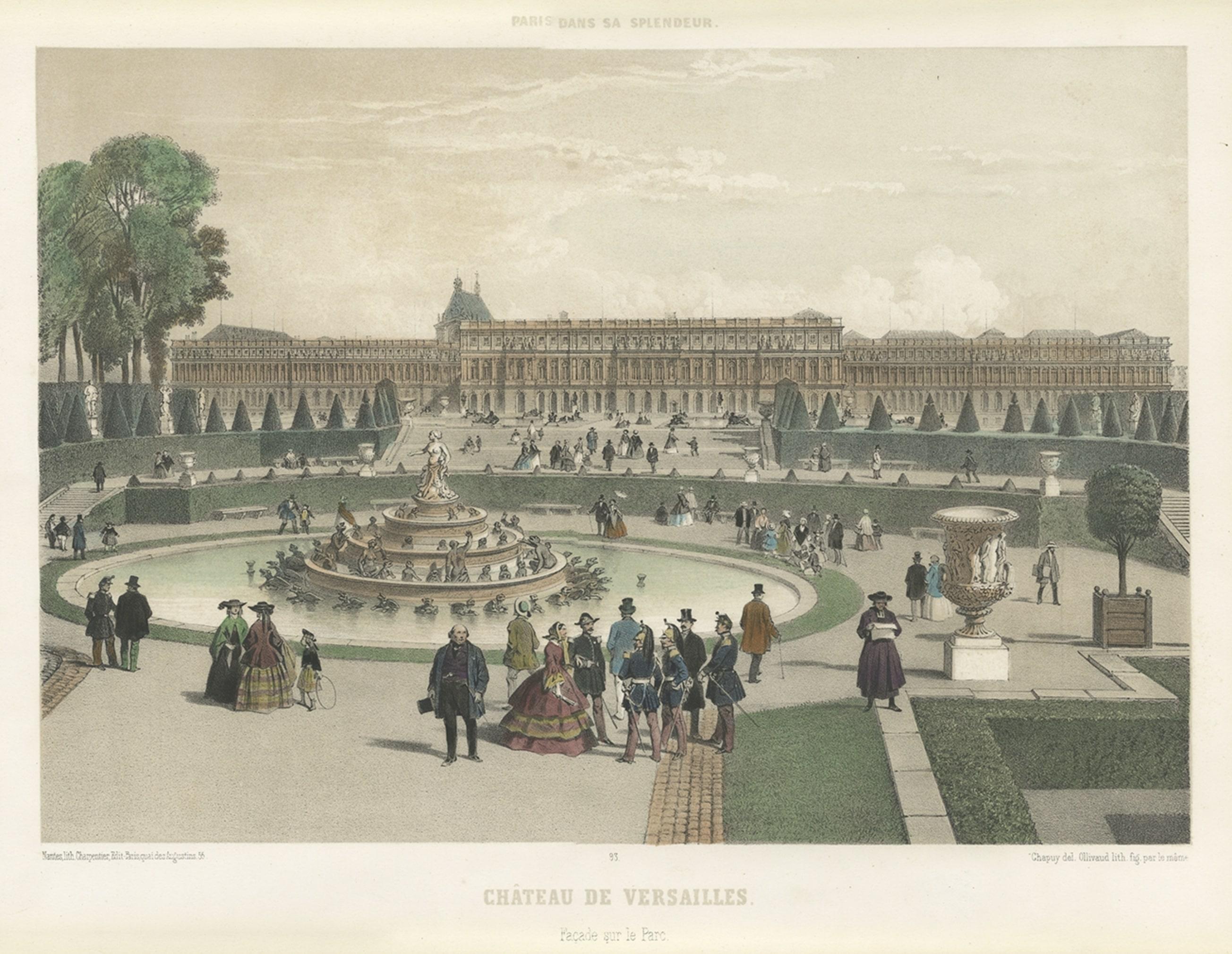 Château de Versailles 'Paris, France' with a View from the Park/Garden, 1861 In Good Condition For Sale In Langweer, NL