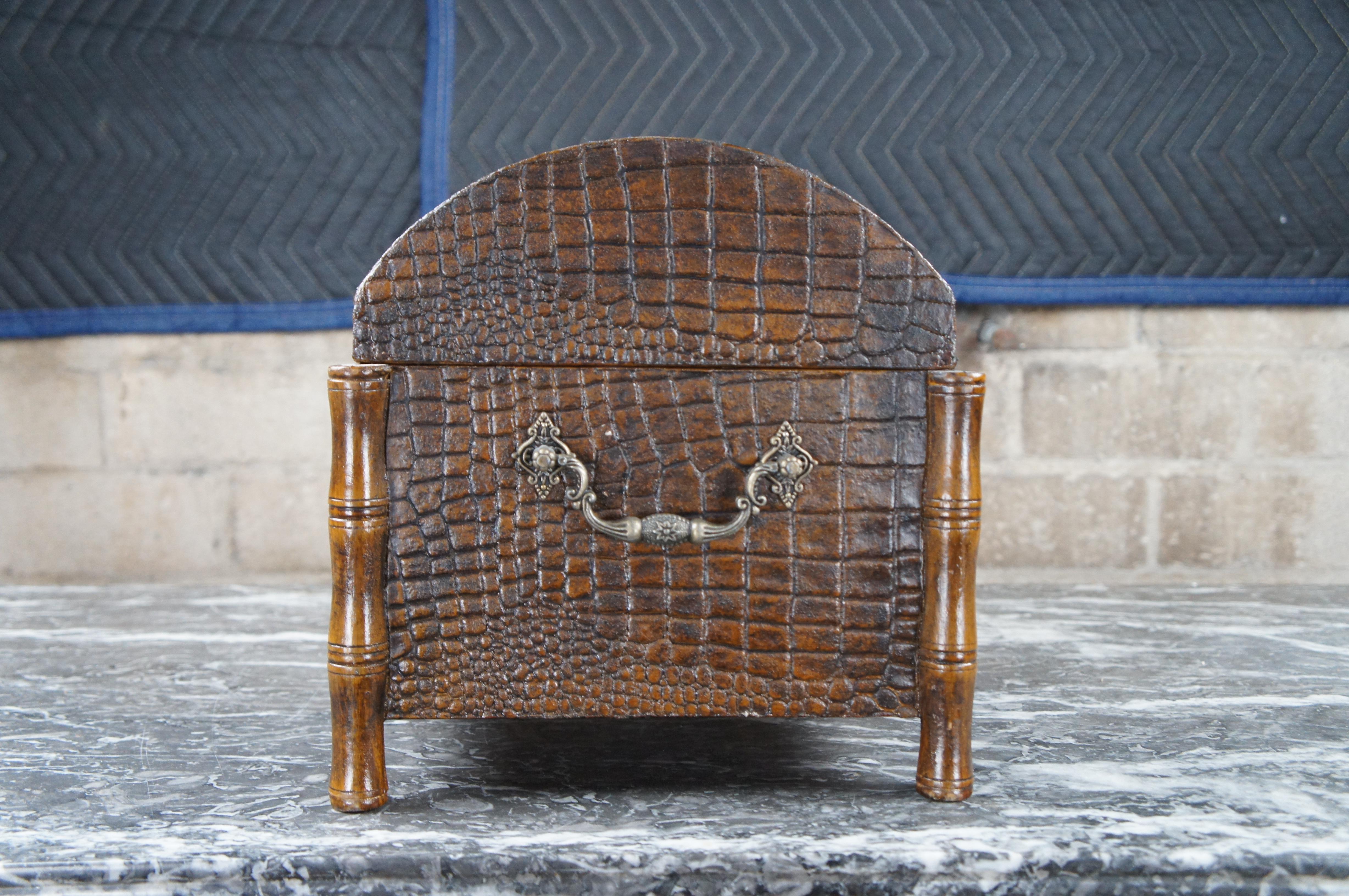 Chateau Edgewater Inc Faux Bamboo & Alligator Domed Keepsake Trinket Vanity Box 5