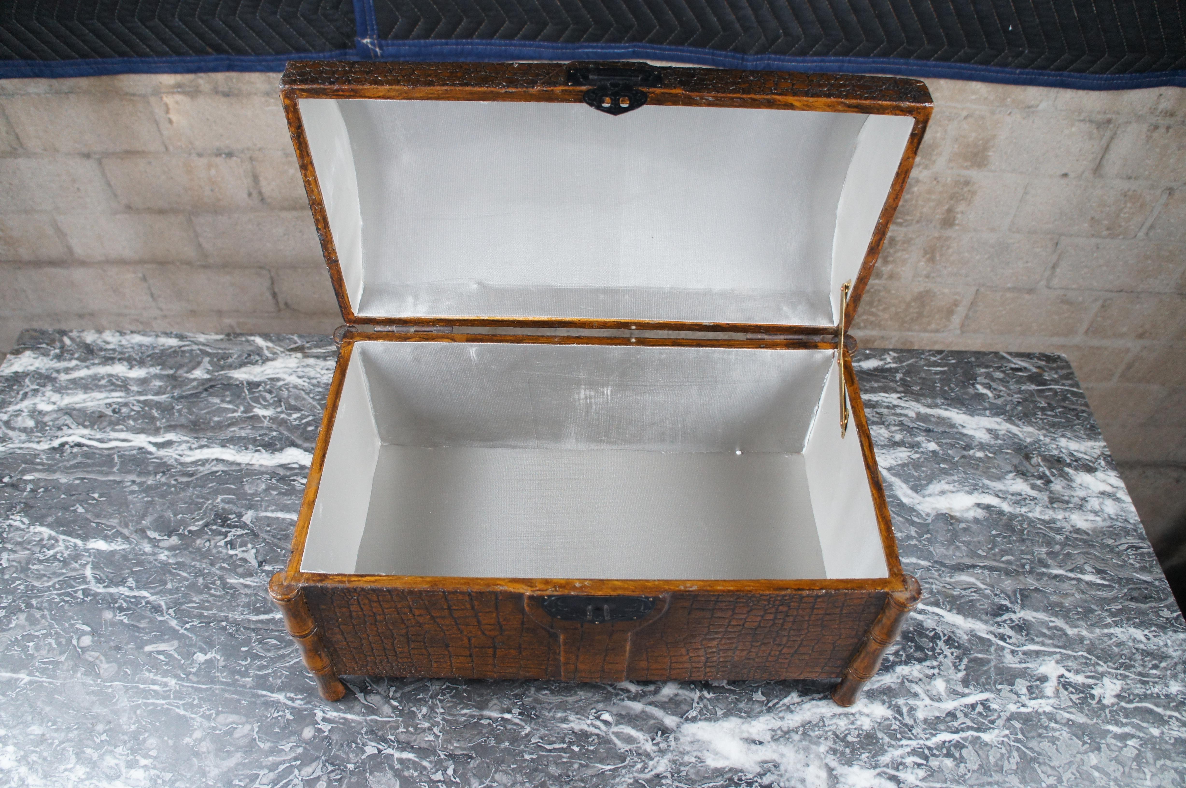 Chateau Edgewater Inc Faux Bamboo & Alligator Domed Keepsake Trinket Vanity Box 1