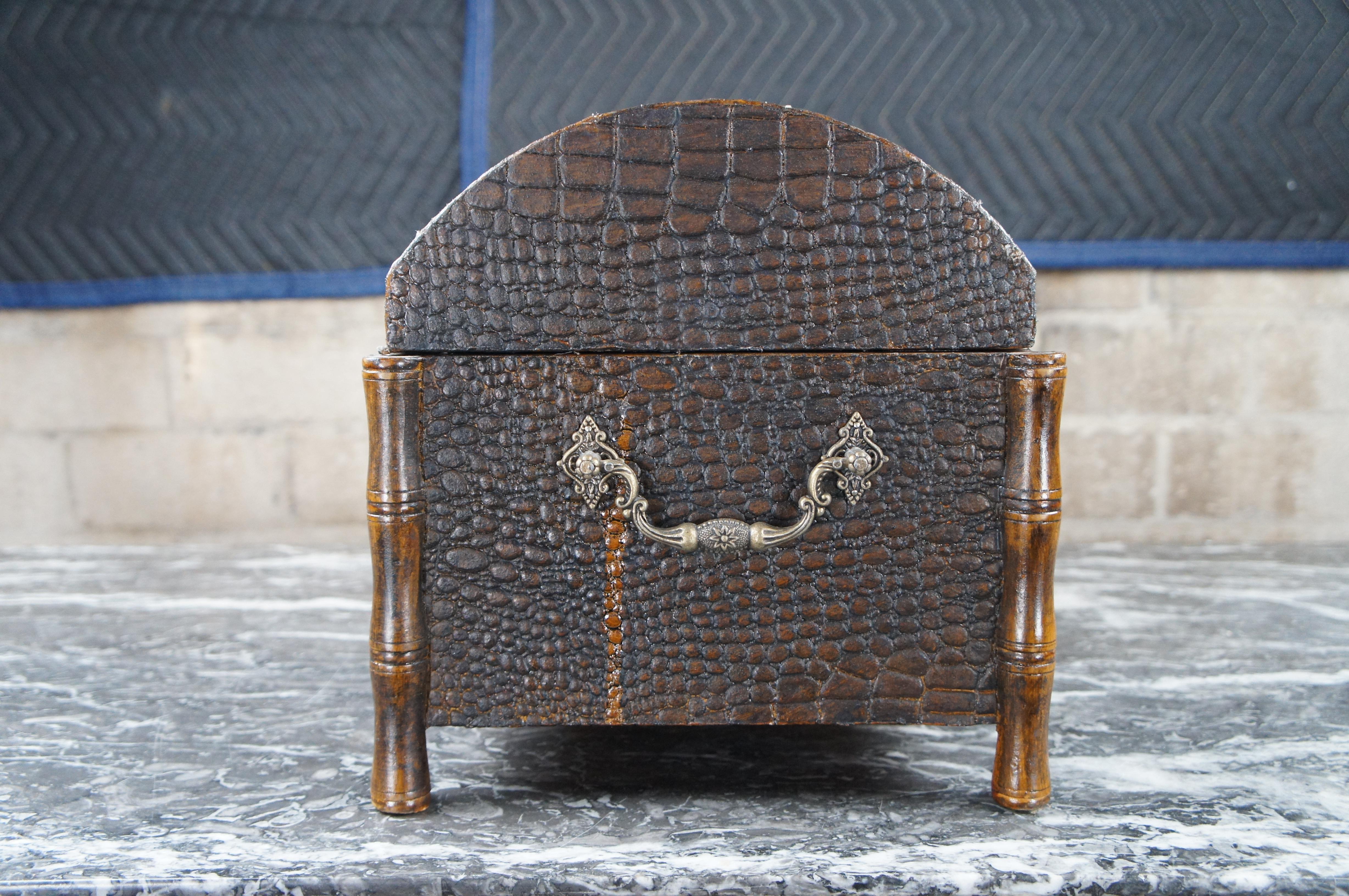 Chateau Edgewater Inc Faux Bamboo & Alligator Domed Keepsake Trinket Vanity Box 3