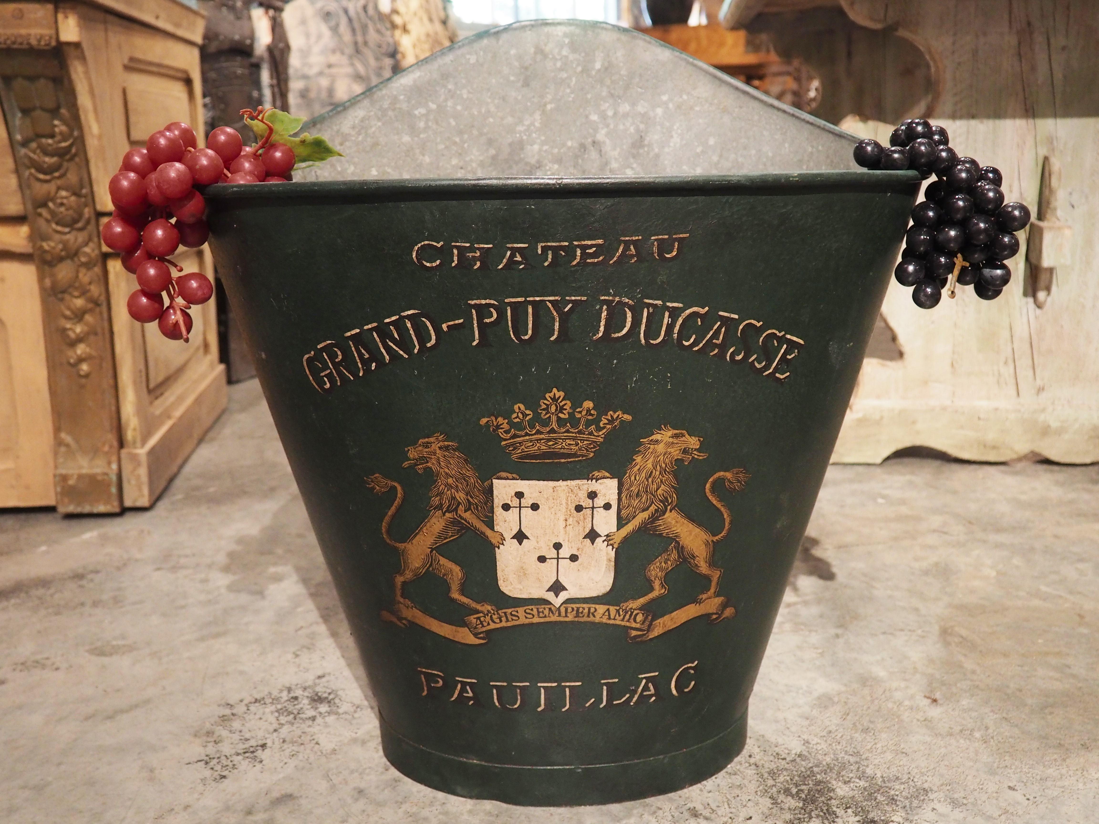 French Chateau Grand-Puy Ducasse Painted Grape Hod from France, circa 1900