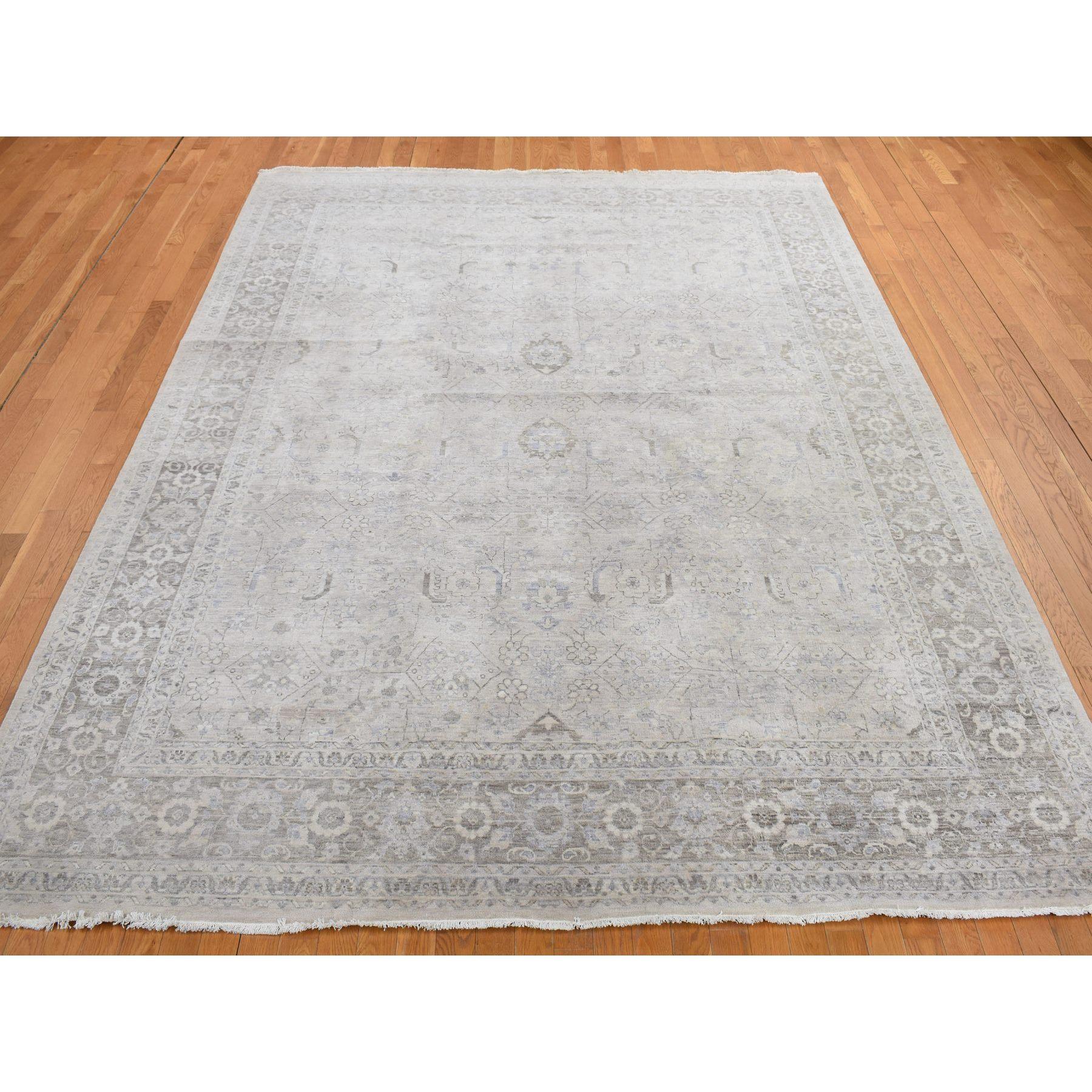 Medieval Chateau Gray Hand Knotted Wool Rustic Persian Sultanabad Influence Rug 9'1