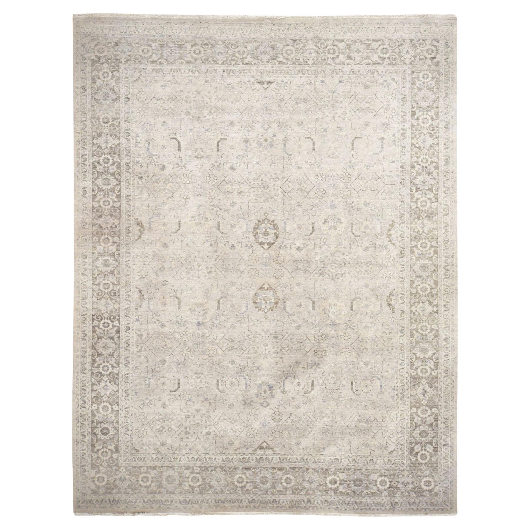 Chateau Gray Hand Knotted Wool Rustic Persian Sultanabad Influence Rug 9'1"x12' For Sale