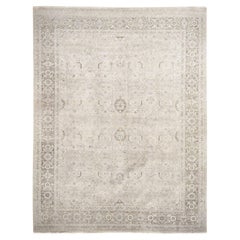 Vintage Chateau Gray Hand Knotted Wool Rustic Persian Sultanabad Influence Rug 9'1"x12'
