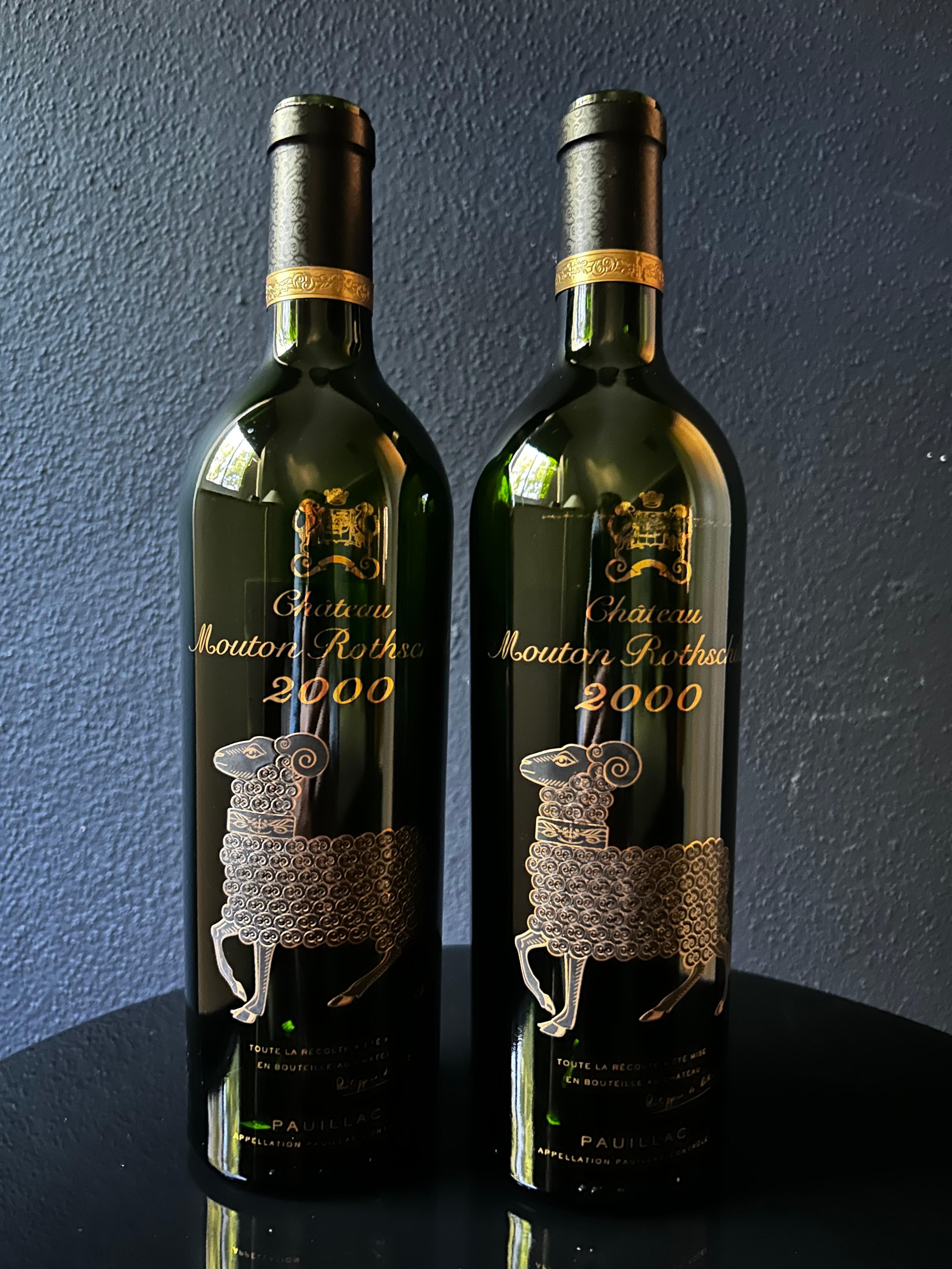 Château Mouton Rothschild 2000 Bottle – Gold Enamel Relief, Orig