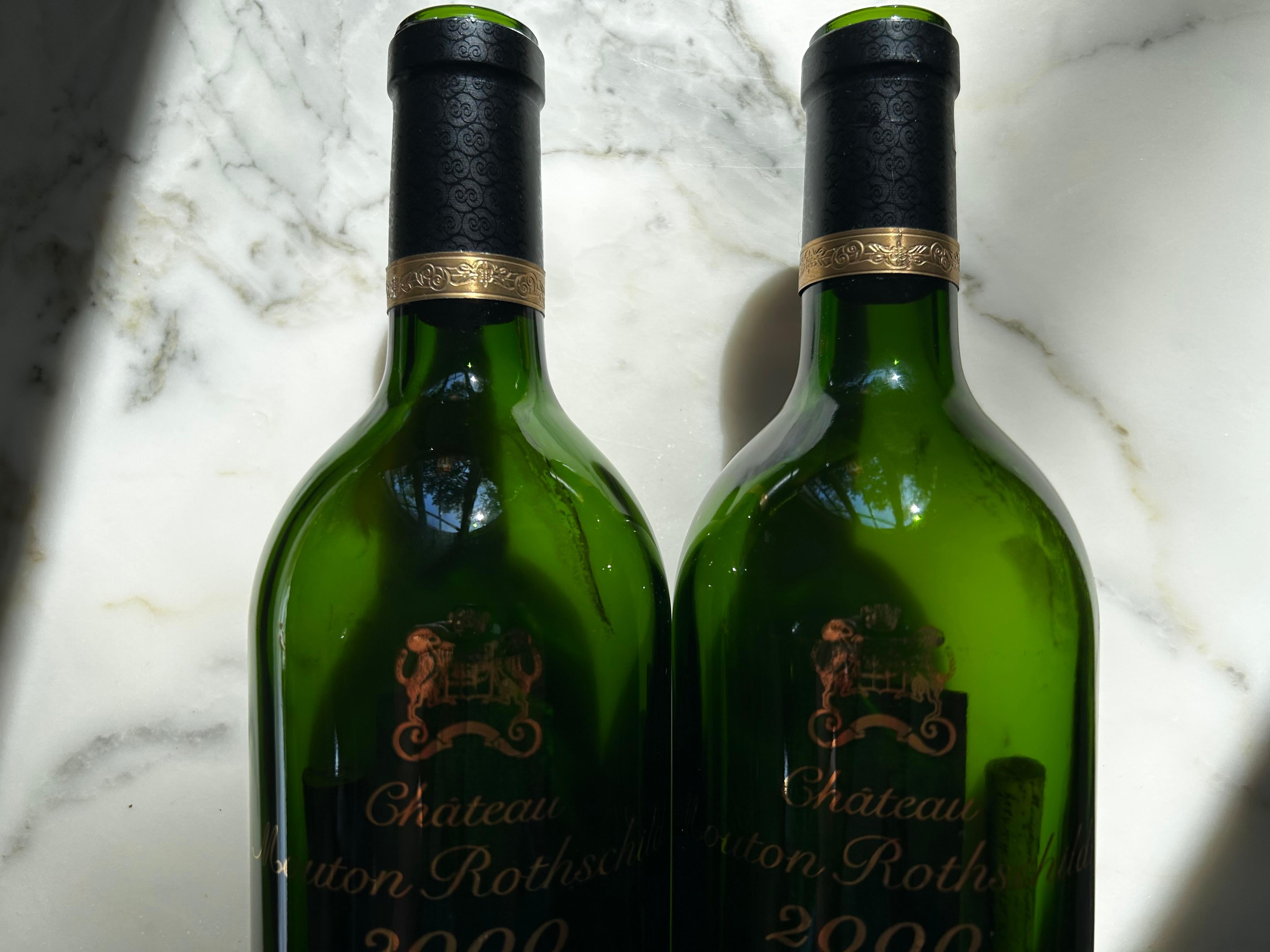 Château Mouton Rothschild 2000 Bottle – Gold Enamel Relief, Orig