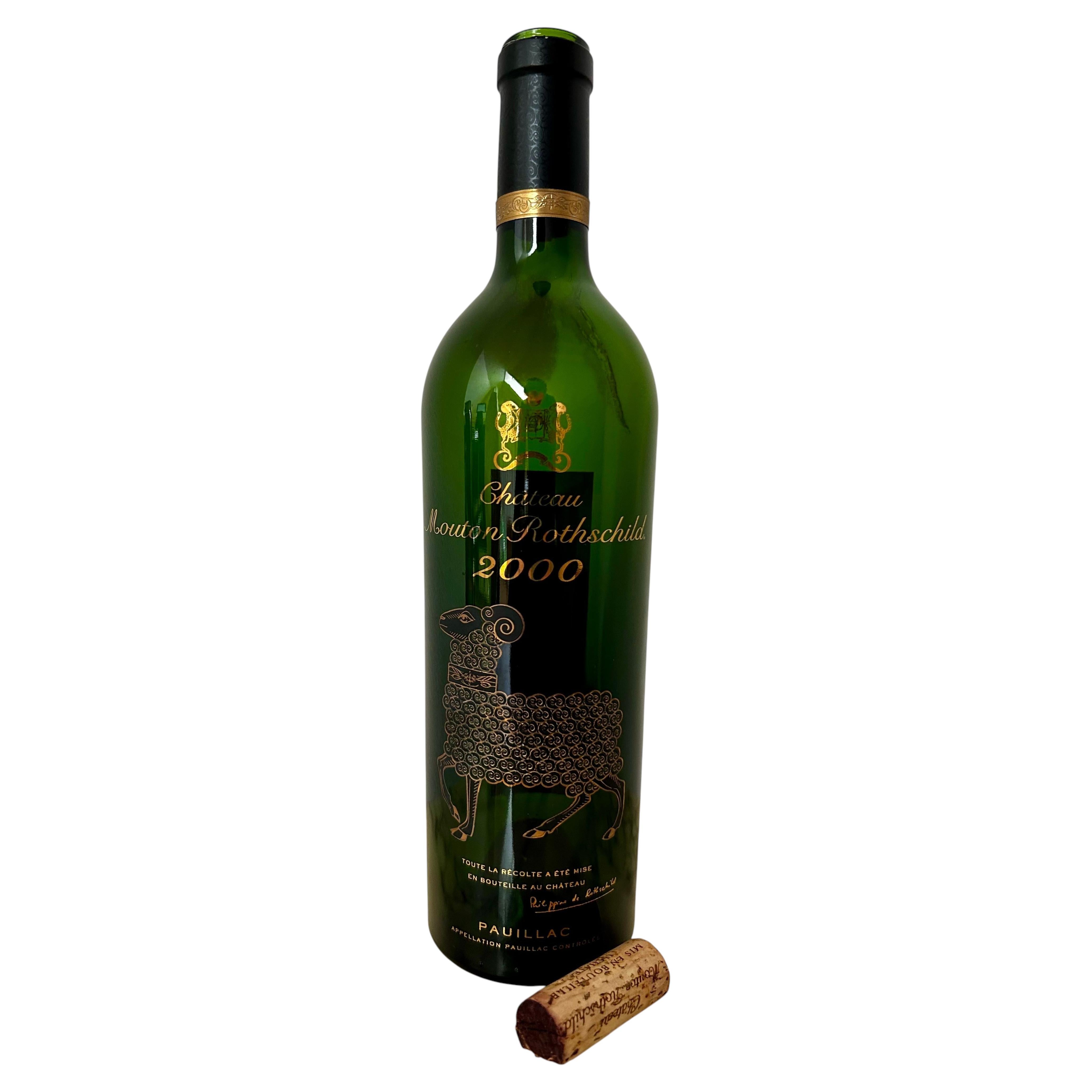 Château Mouton Rothschild 2000 Bottle – Gold Enamel Relief, Orig