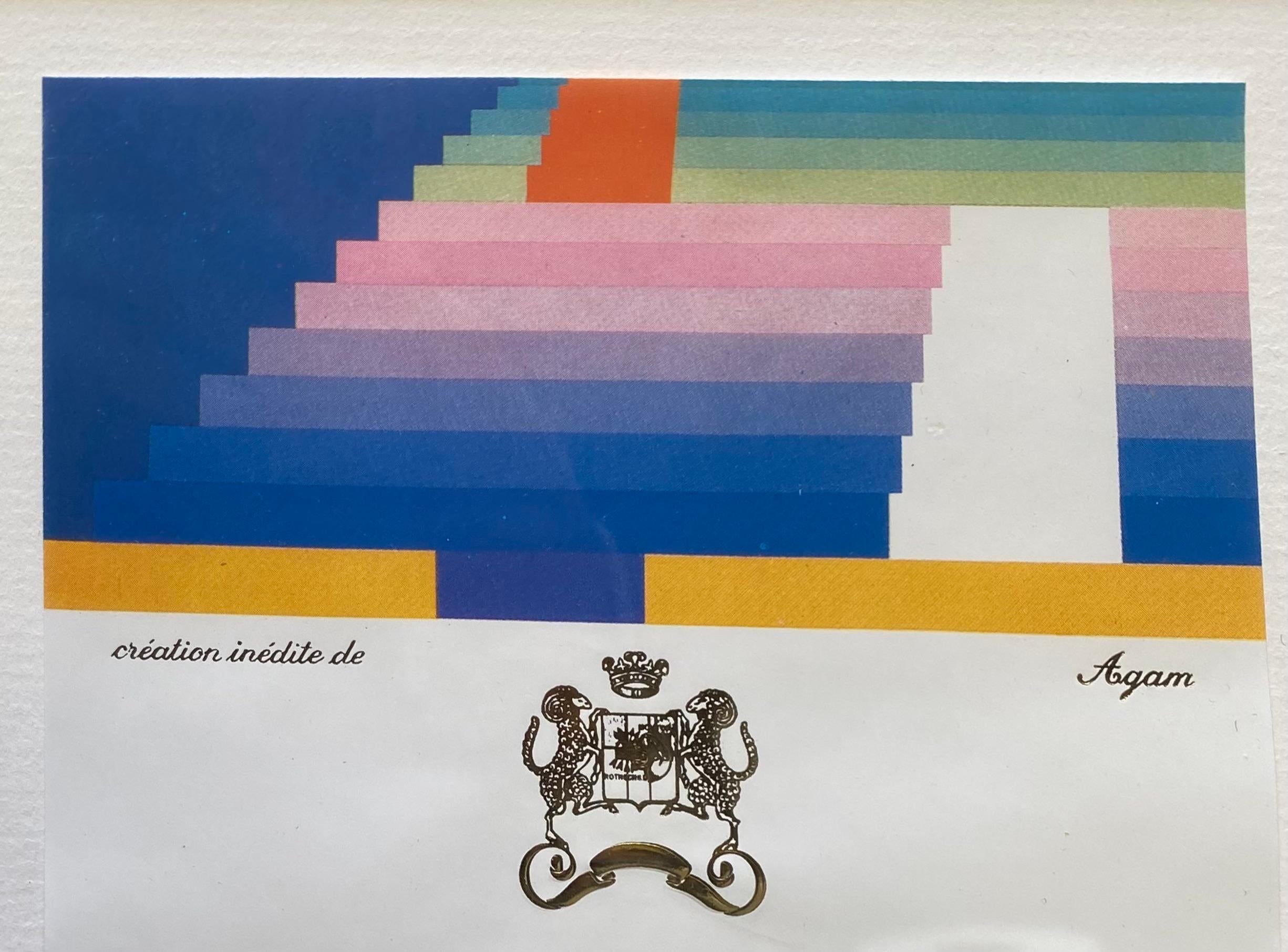 Étiquette Château Mouton Rothschild  Création inédite d'Agam  1984  Bon état - En vente à Saint ouen, FR