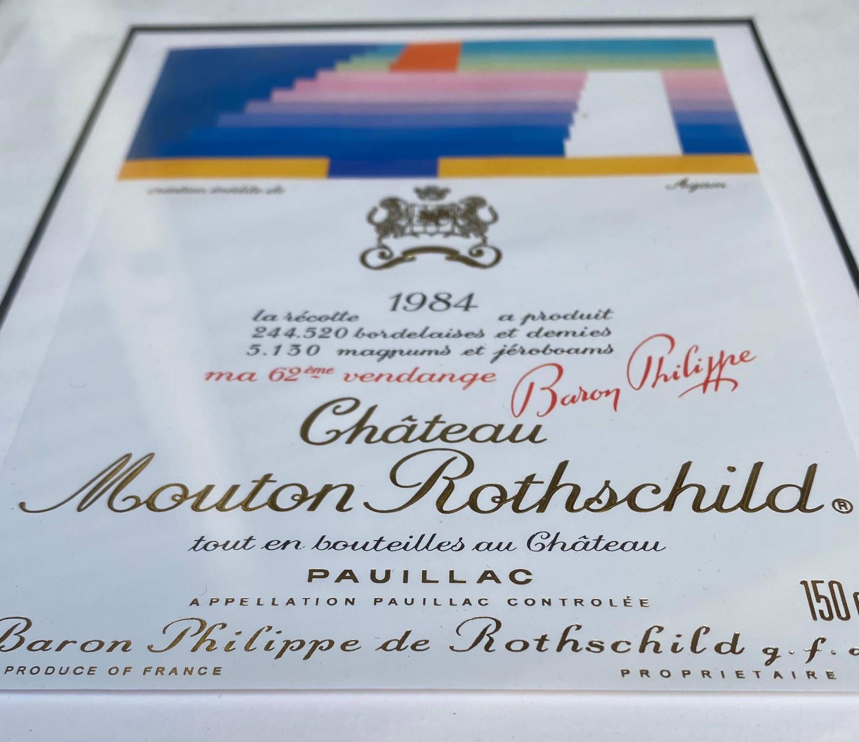 Fin du 20e siècle Étiquette Château Mouton Rothschild  Création inédite d'Agam  1984  en vente