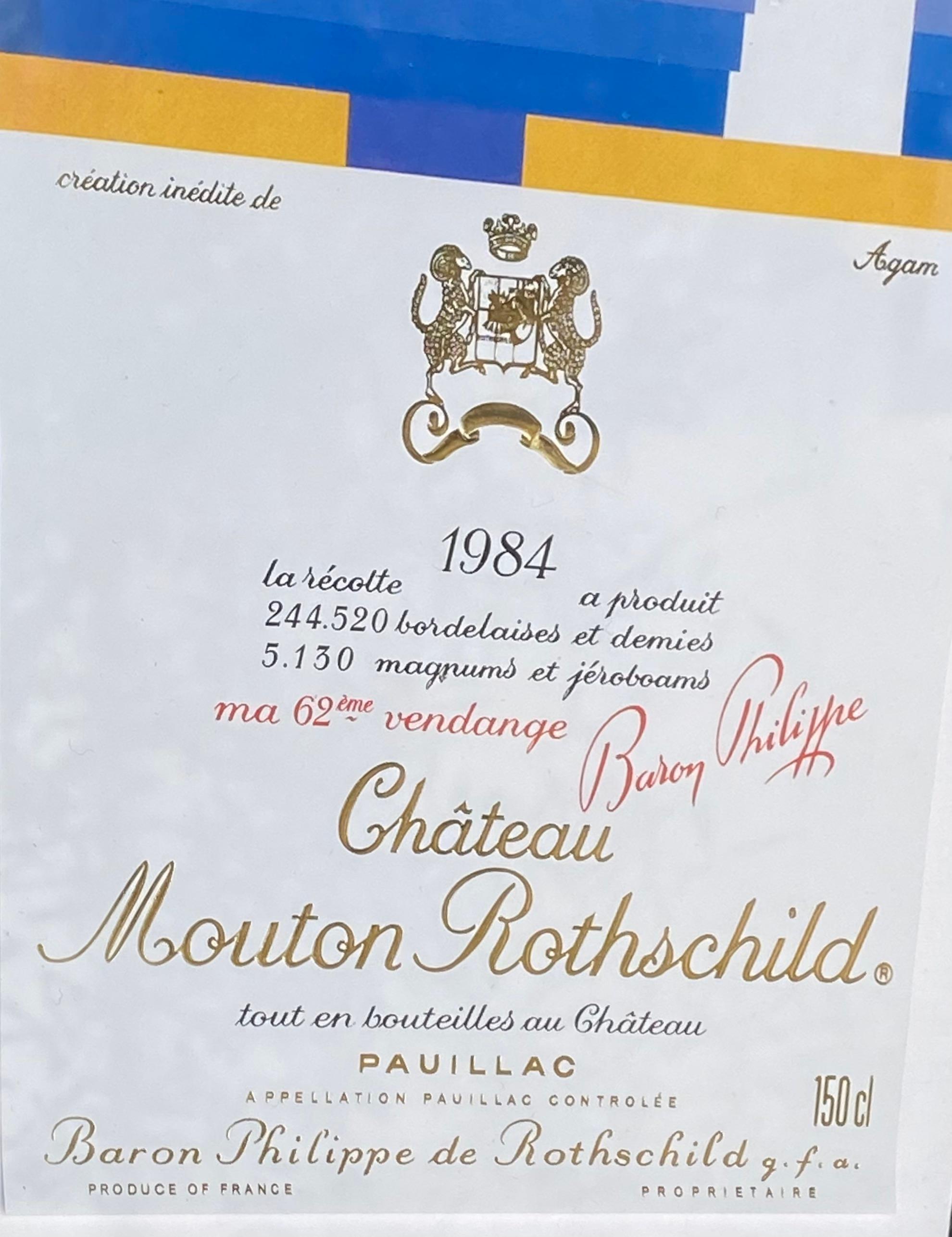 Papier Étiquette Château Mouton Rothschild  Création inédite d'Agam  1984  en vente