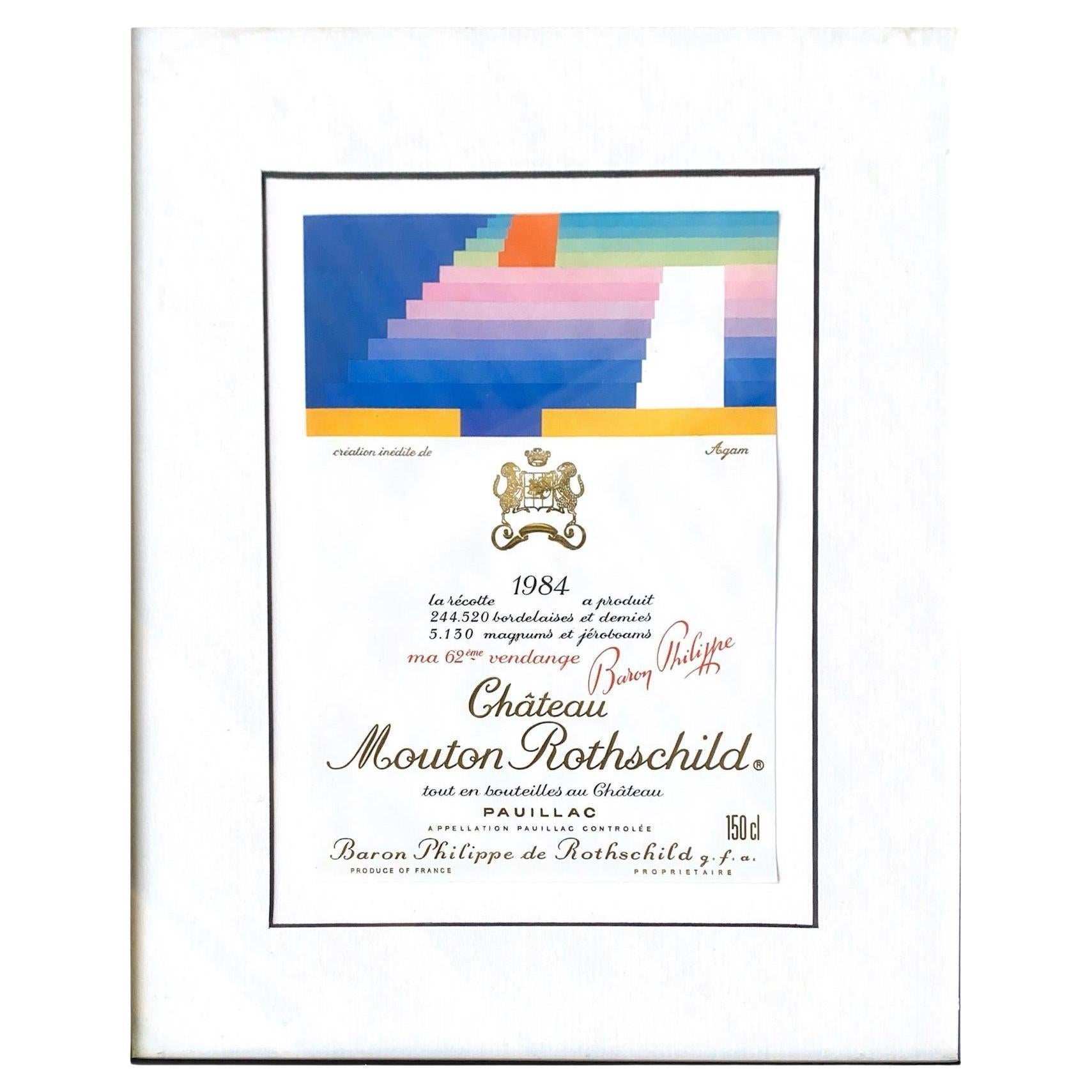Étiquette Château Mouton Rothschild  Création inédite d'Agam  1984