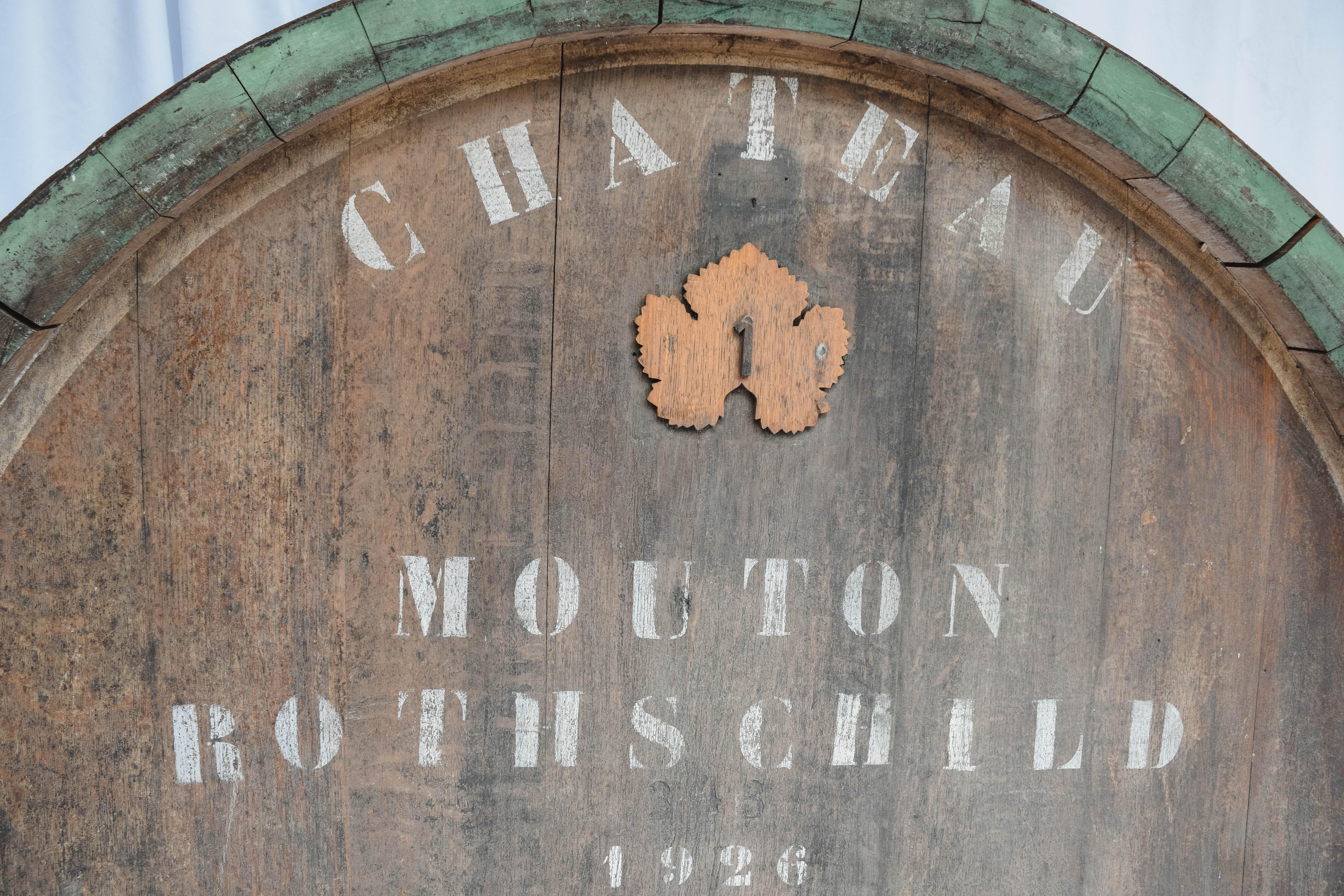 Chateau Mouton Rothschild Large Barrel Facade In Fair Condition In Houston, TX