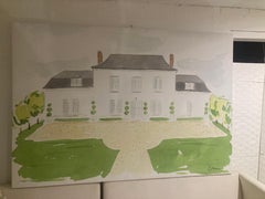 Chateau Painting Printed on Large Canvas