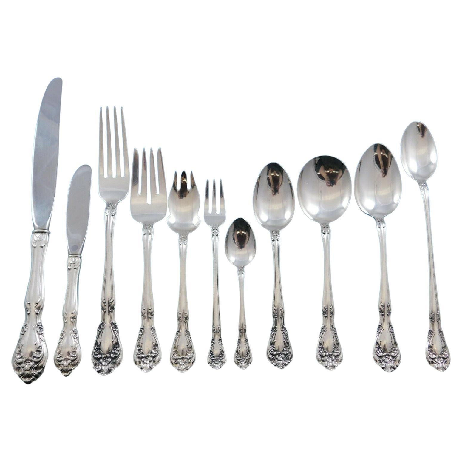 Chateau Rose by Alvin Sterling Silver Flatware Set for 12 Service 153 Pcs Dinner