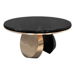 "Château" Round Table with Bronze and Stainless Steel, Handmade, Istanbul