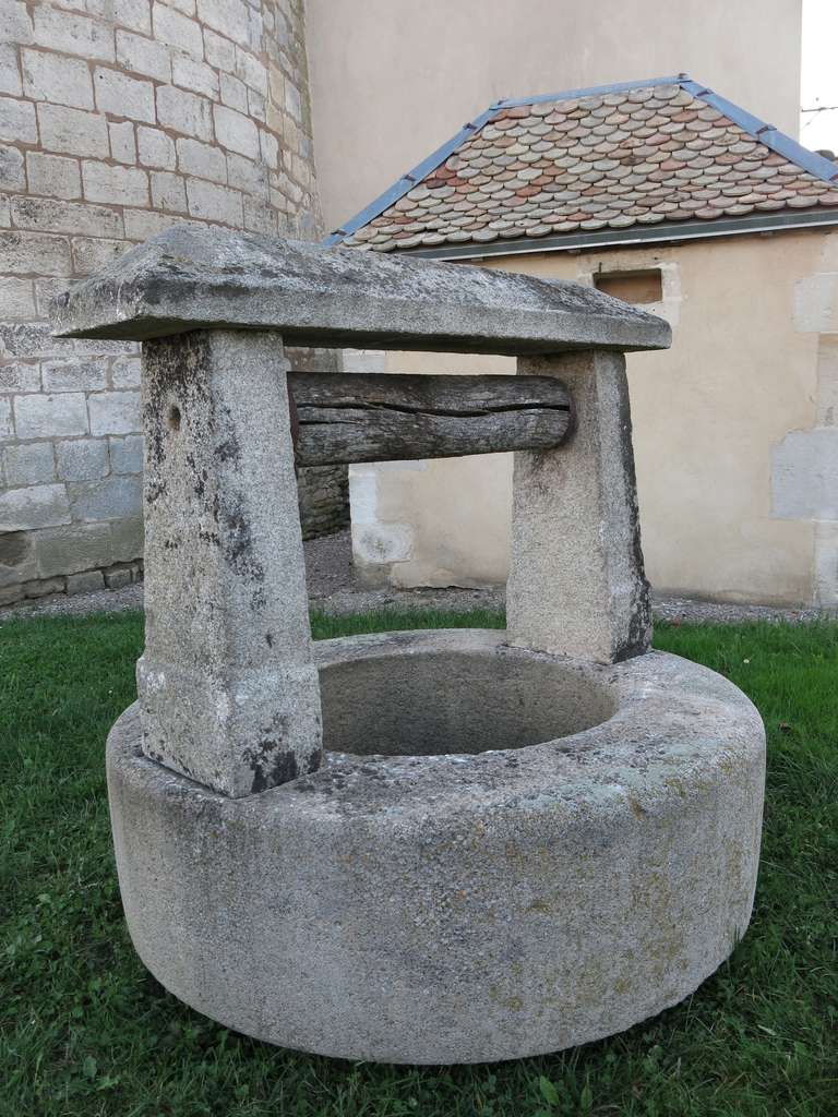 Hand-Carved Wishing-Well Chateau Style, hand-carved in Stone from France, 1800s. For Sale