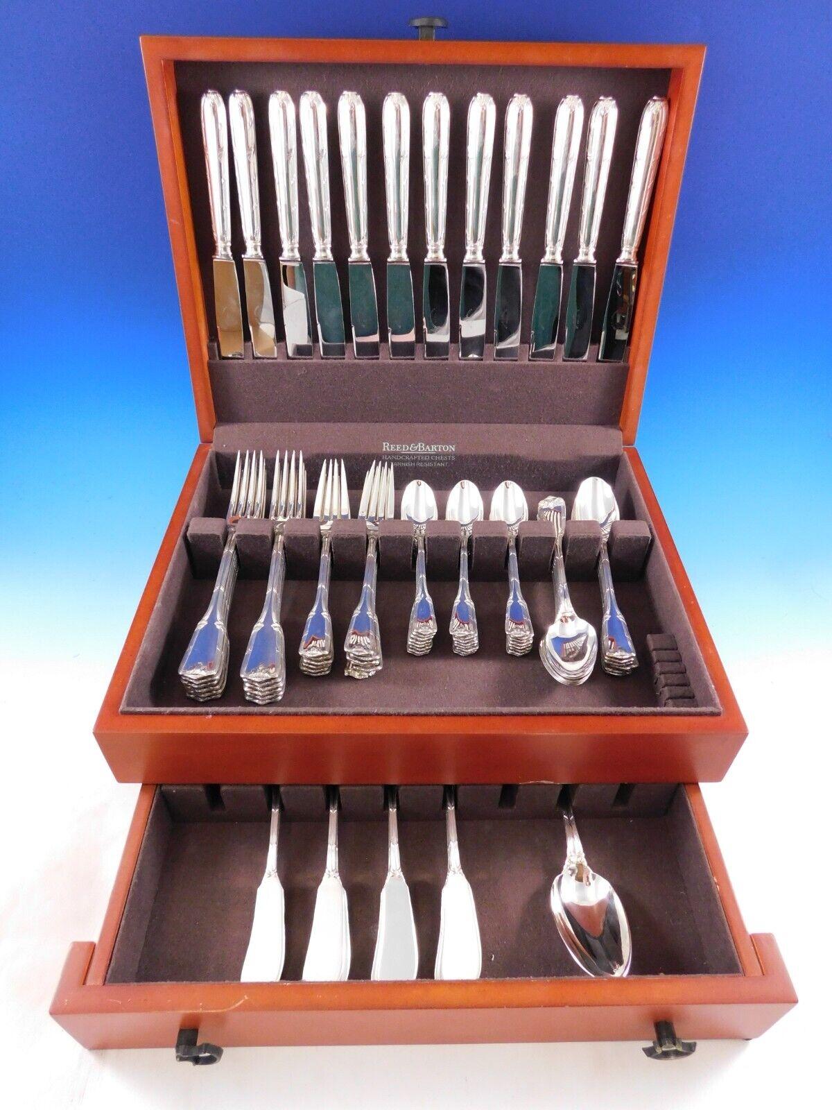 Impressive Chateaudun by Souche Lapparra French sterling silver flatware service - 85 pieces. 

This set includes:

12 Dinner Knives, 10