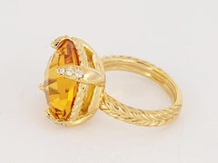 Chatelaine Ring 18K Yellow Gold with Citrine and Diamonds, 14mm