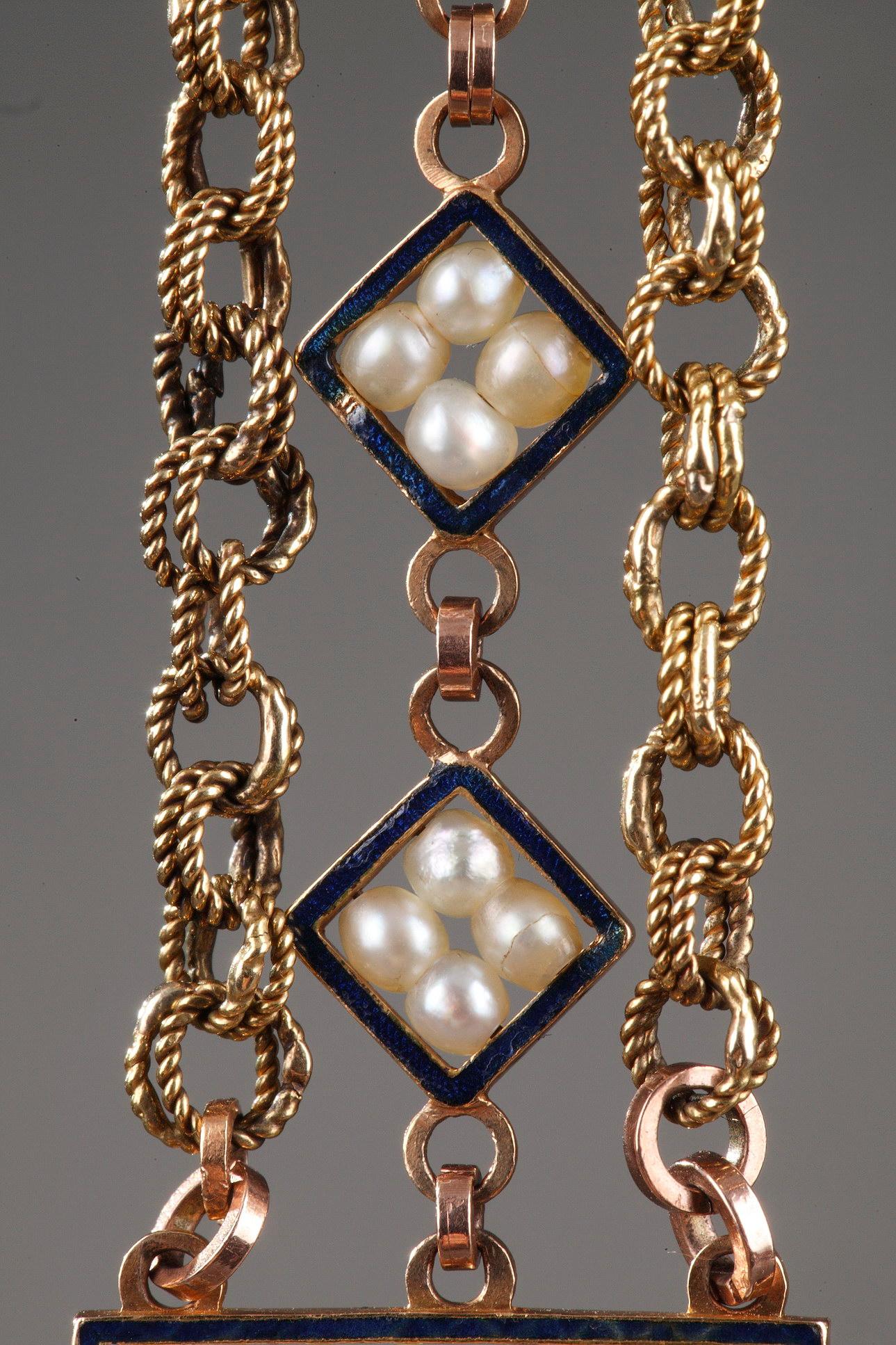 Chatelaine with Gold, Enamel and Pearls, Late 18th Century Work For Sale 5
