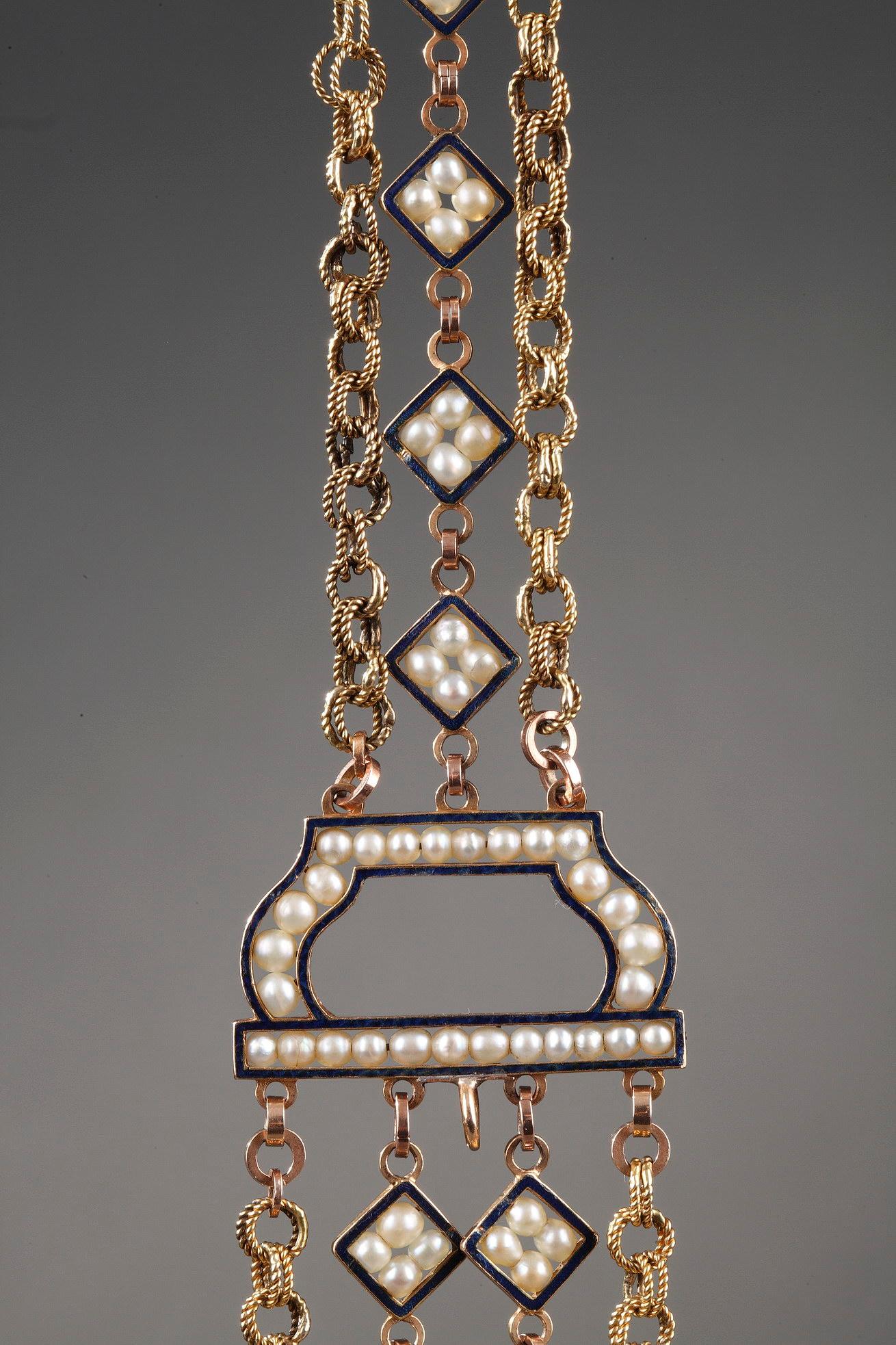 Chatelaine with Gold, Enamel and Pearls, Late 18th Century Work For Sale 1