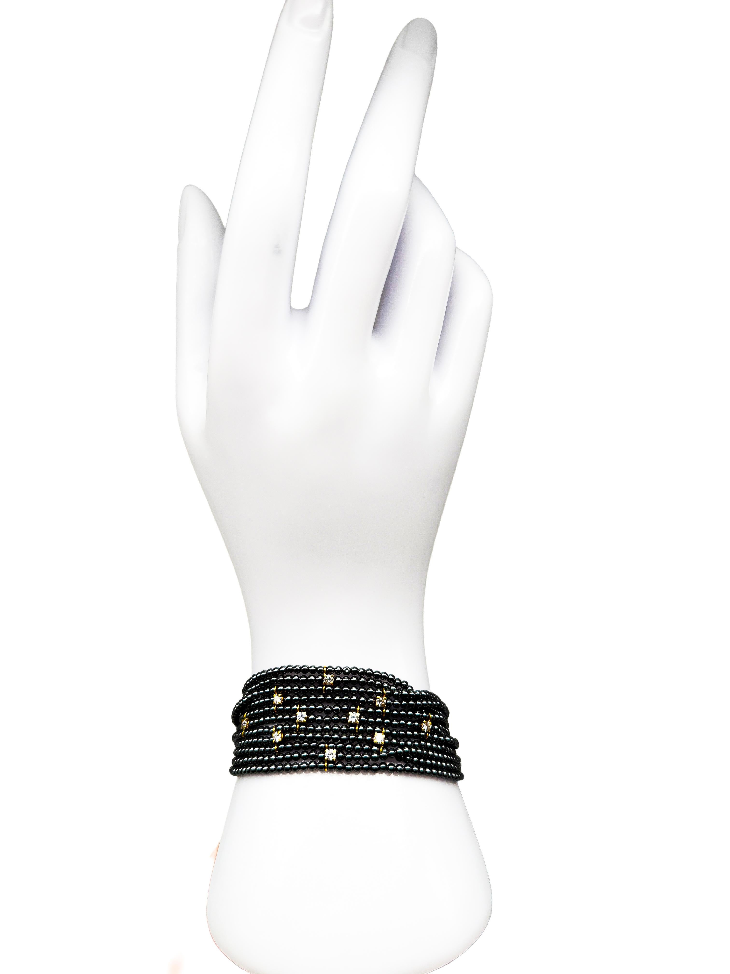 Brilliant Cut Bracelet and Necklace Set with Tahitian Pearls and Diamonds For Sale