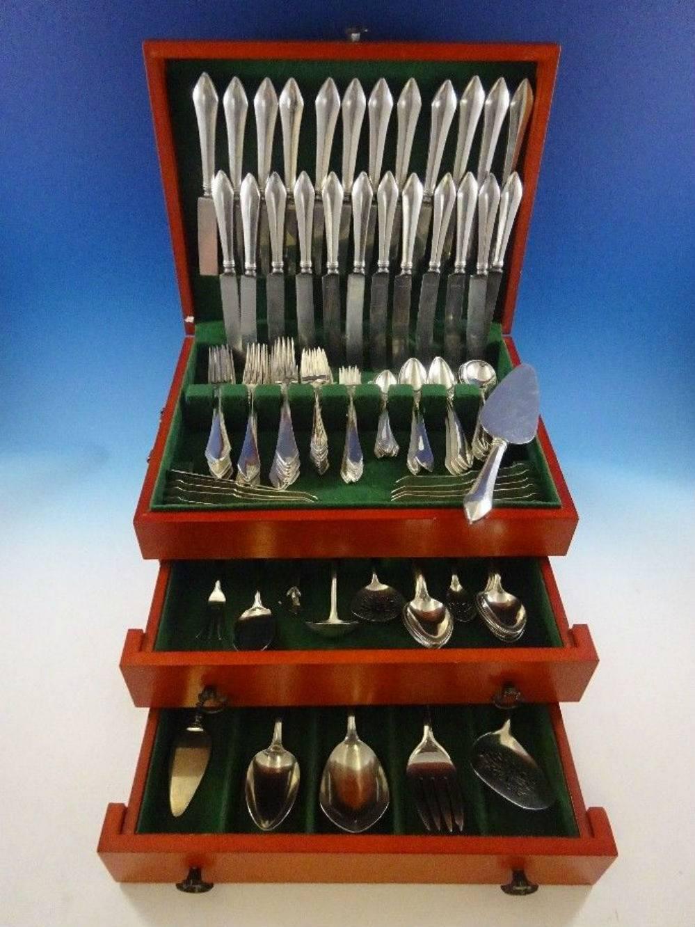 Monumental dinner & Luncheon Chatham by Durgin sterling silver flatware set - 132 pieces. This set includes:

12 dinner size knives 9 5/8