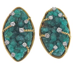 Orecchini in oro con diamante smeraldo Chatham