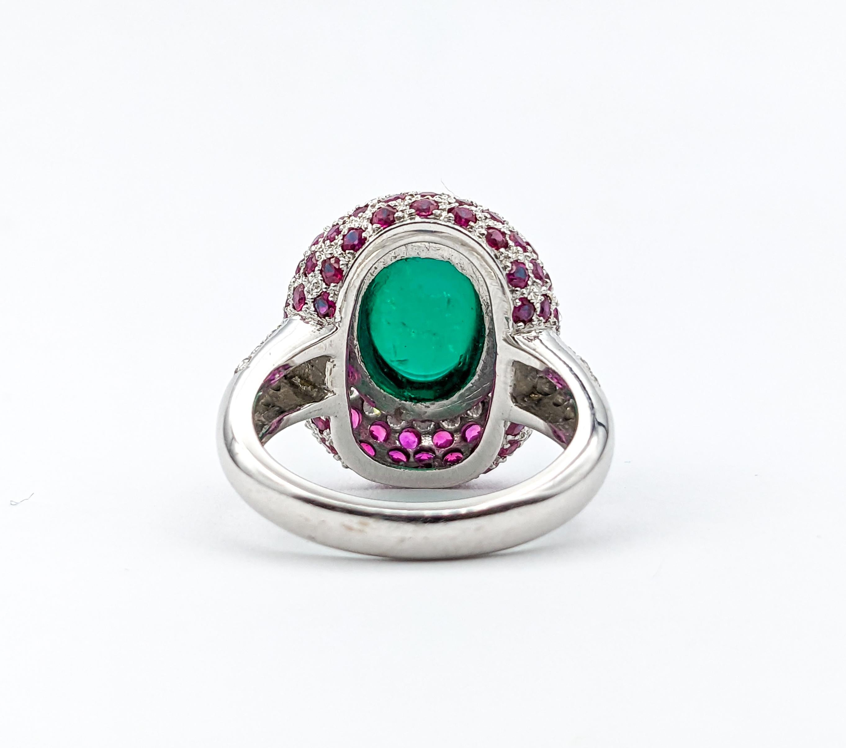 Chatham Emerald & Ruby , Diamond Ring In White Gold 5