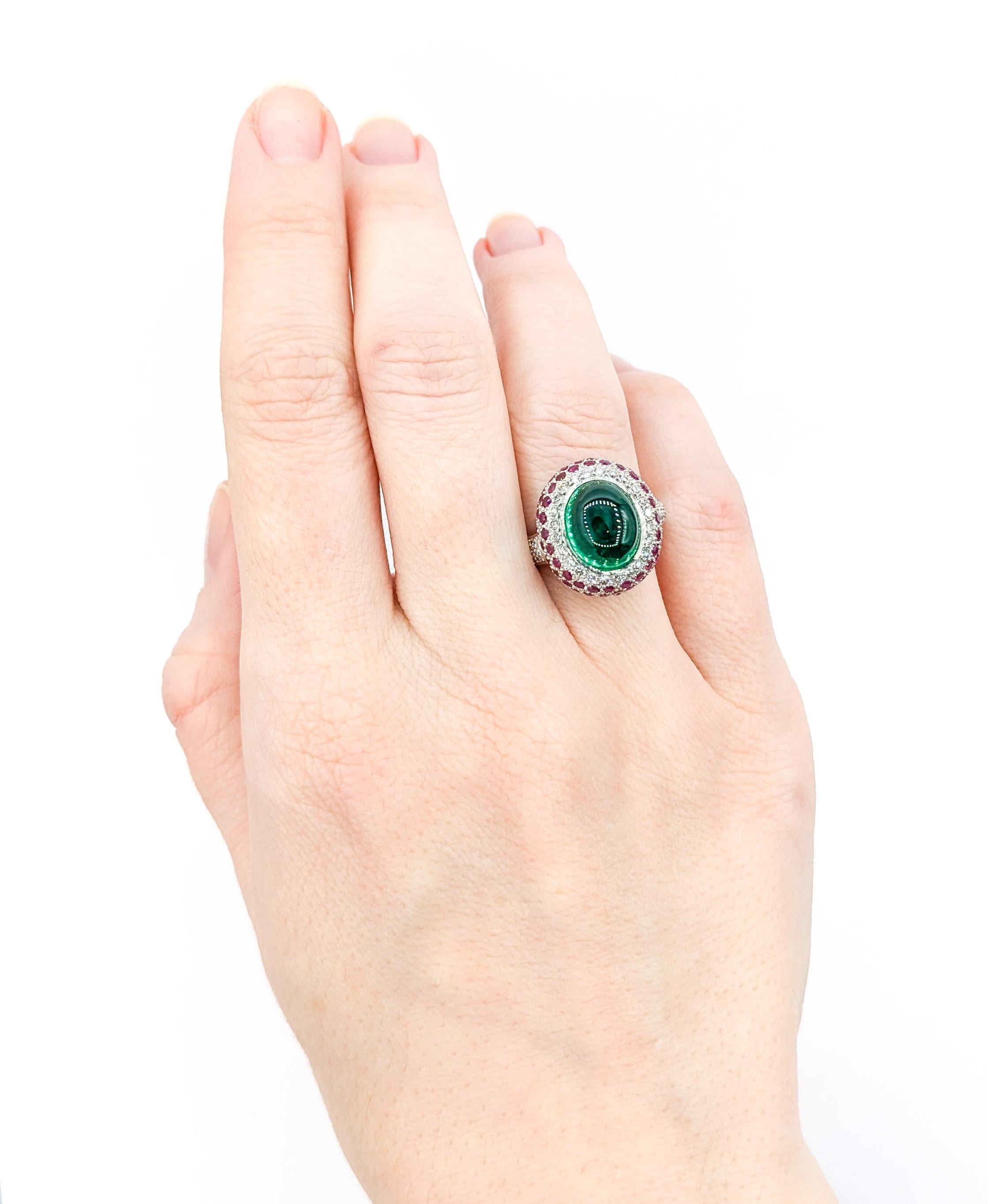Women's Chatham Emerald & Ruby , Diamond Ring In White Gold
