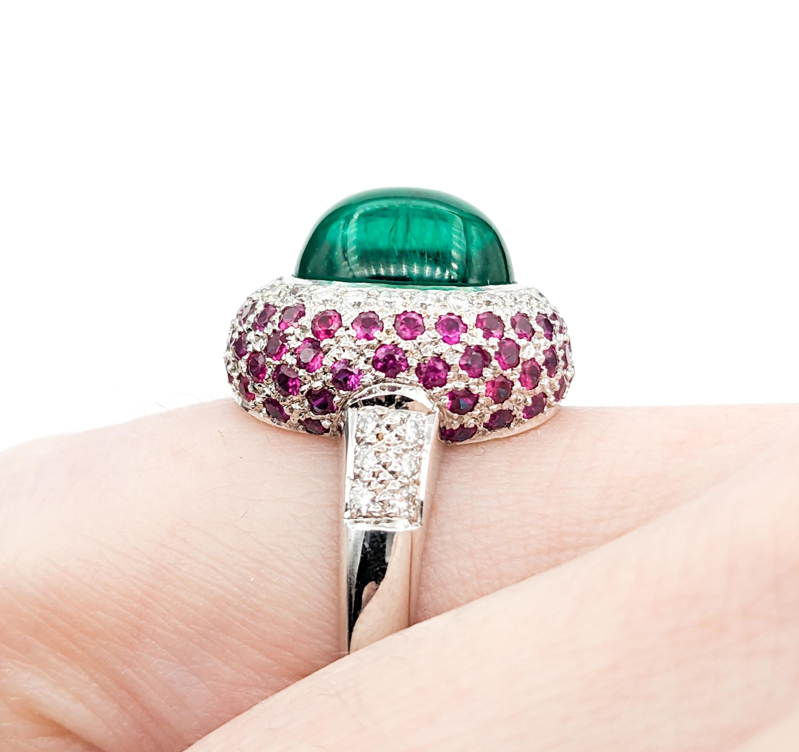 Chatham Emerald & Ruby , Diamond Ring In White Gold 2