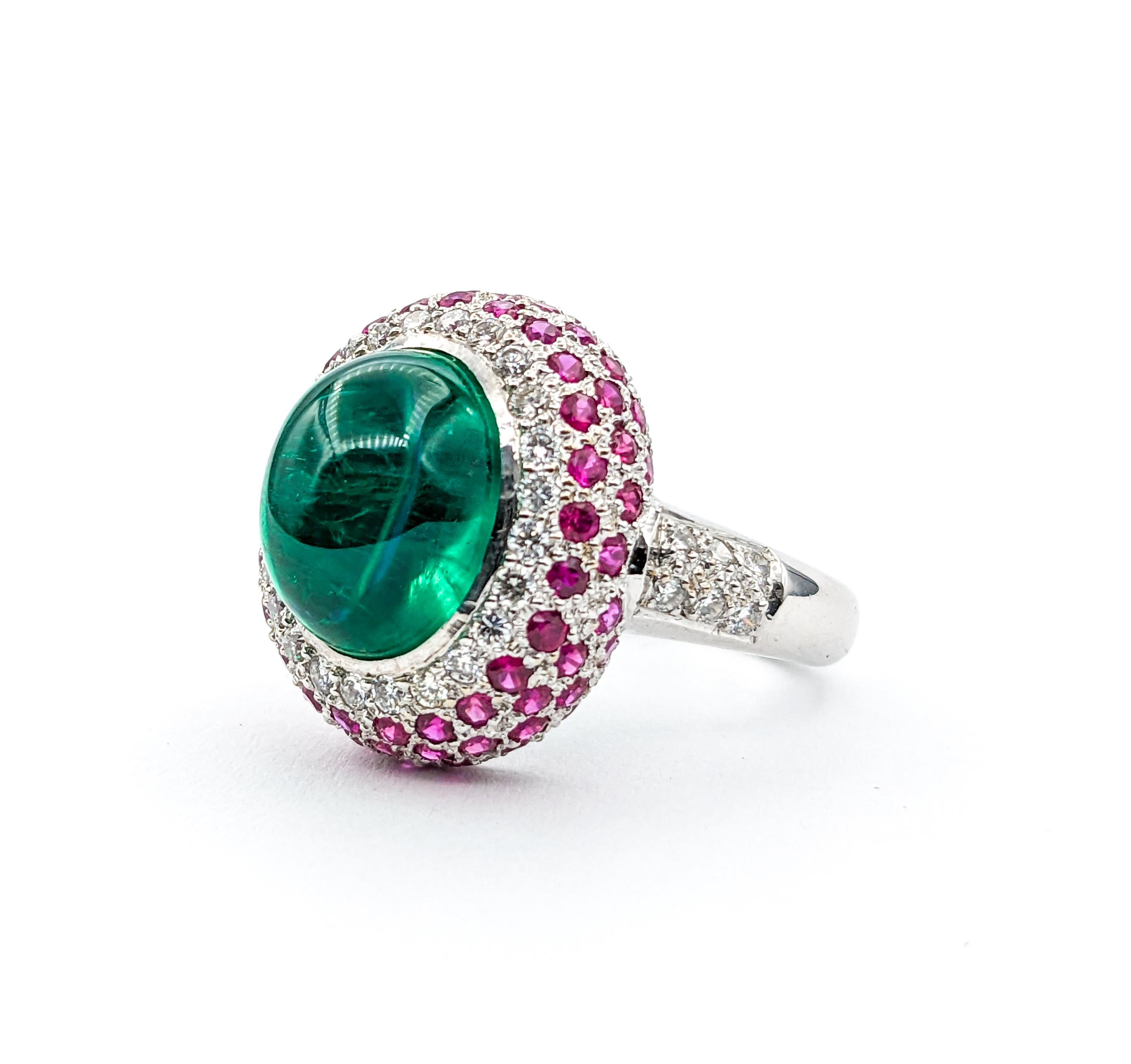 Chatham Emerald & Ruby , Diamond Ring In White Gold 3