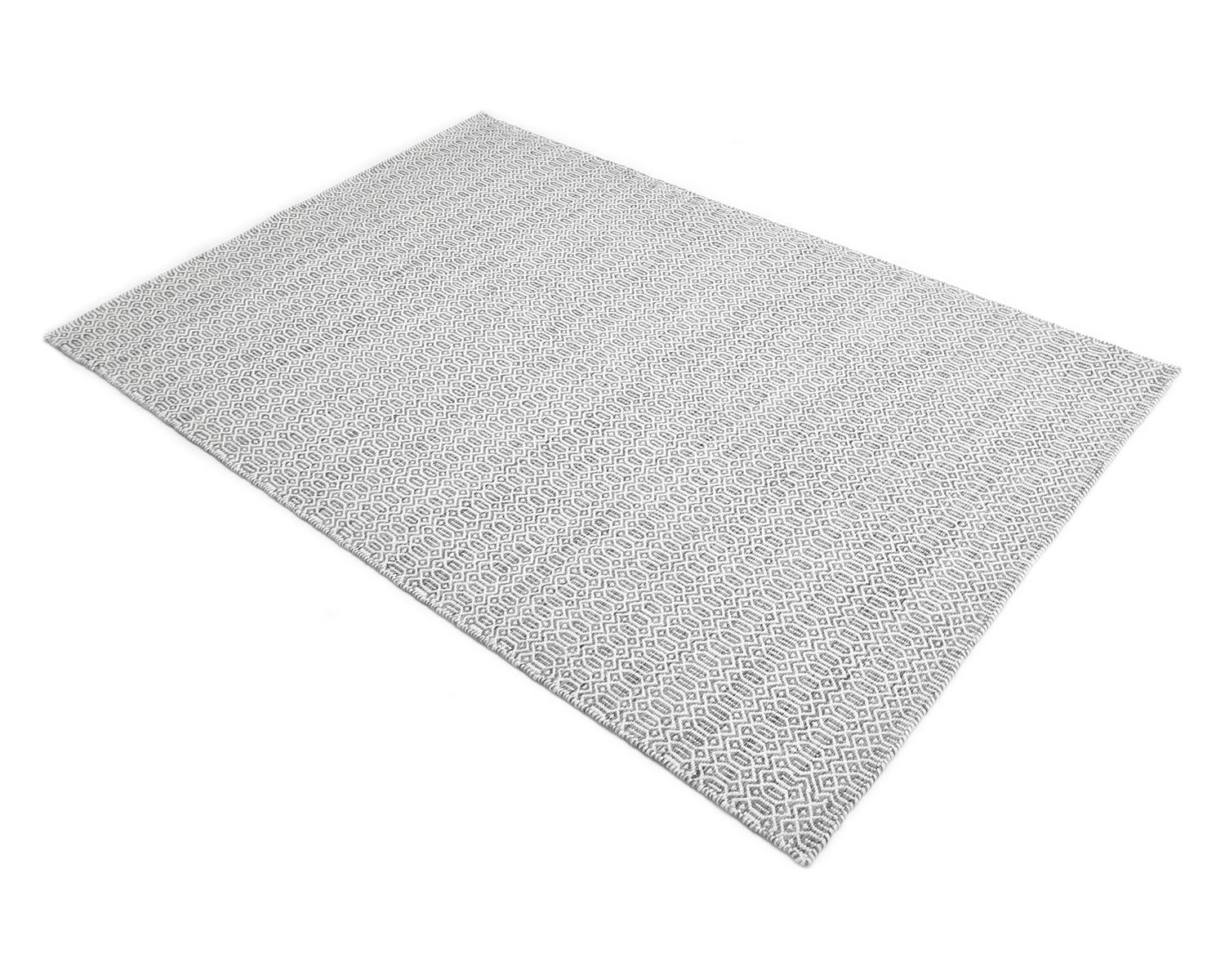 Handgewebter Flachgewebe-Teppich aus Alabaster, Übergangsstil im Angebot 1